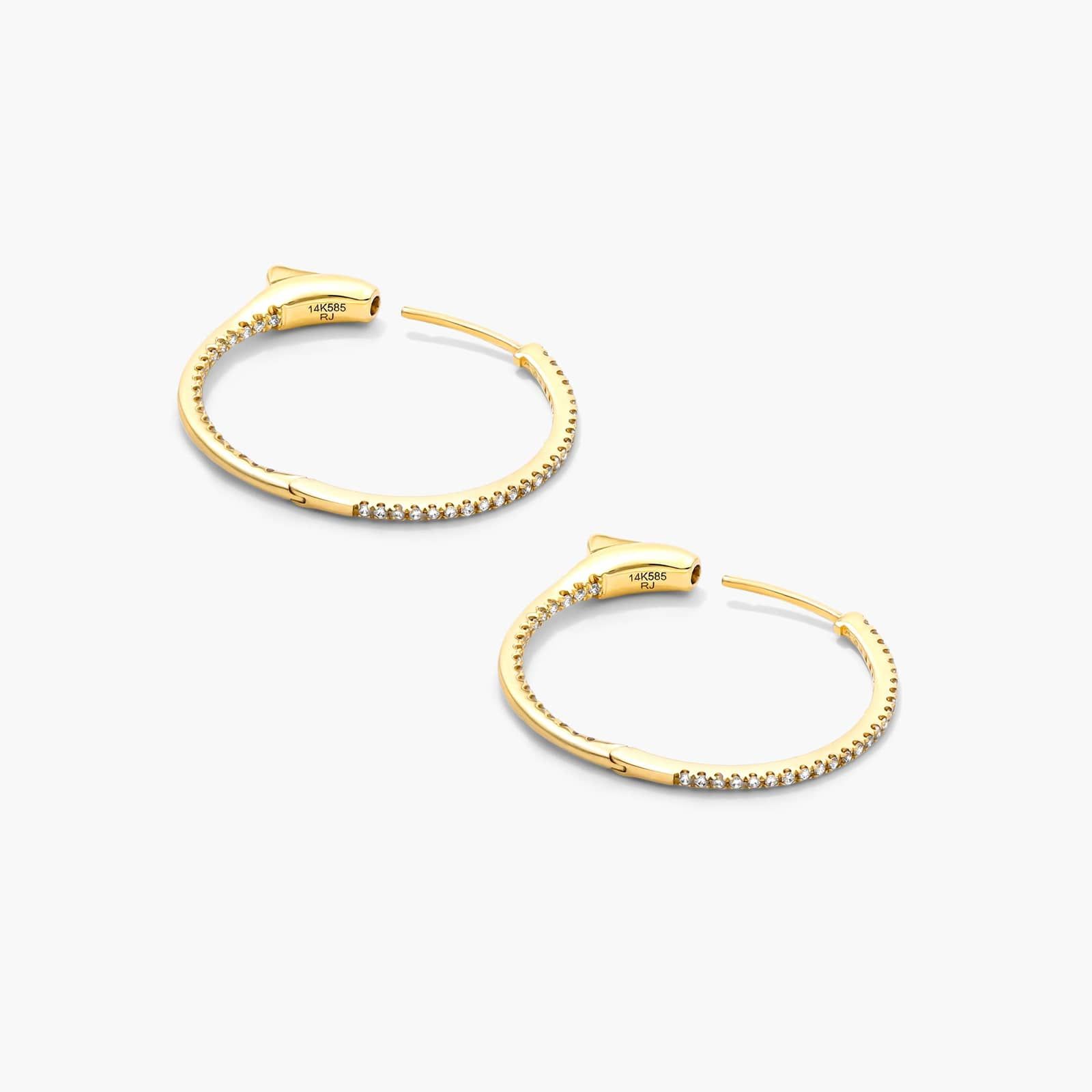 Inside Out 0.25 CTW Round Diamond Hoop Earrings In 14K Yellow Gold