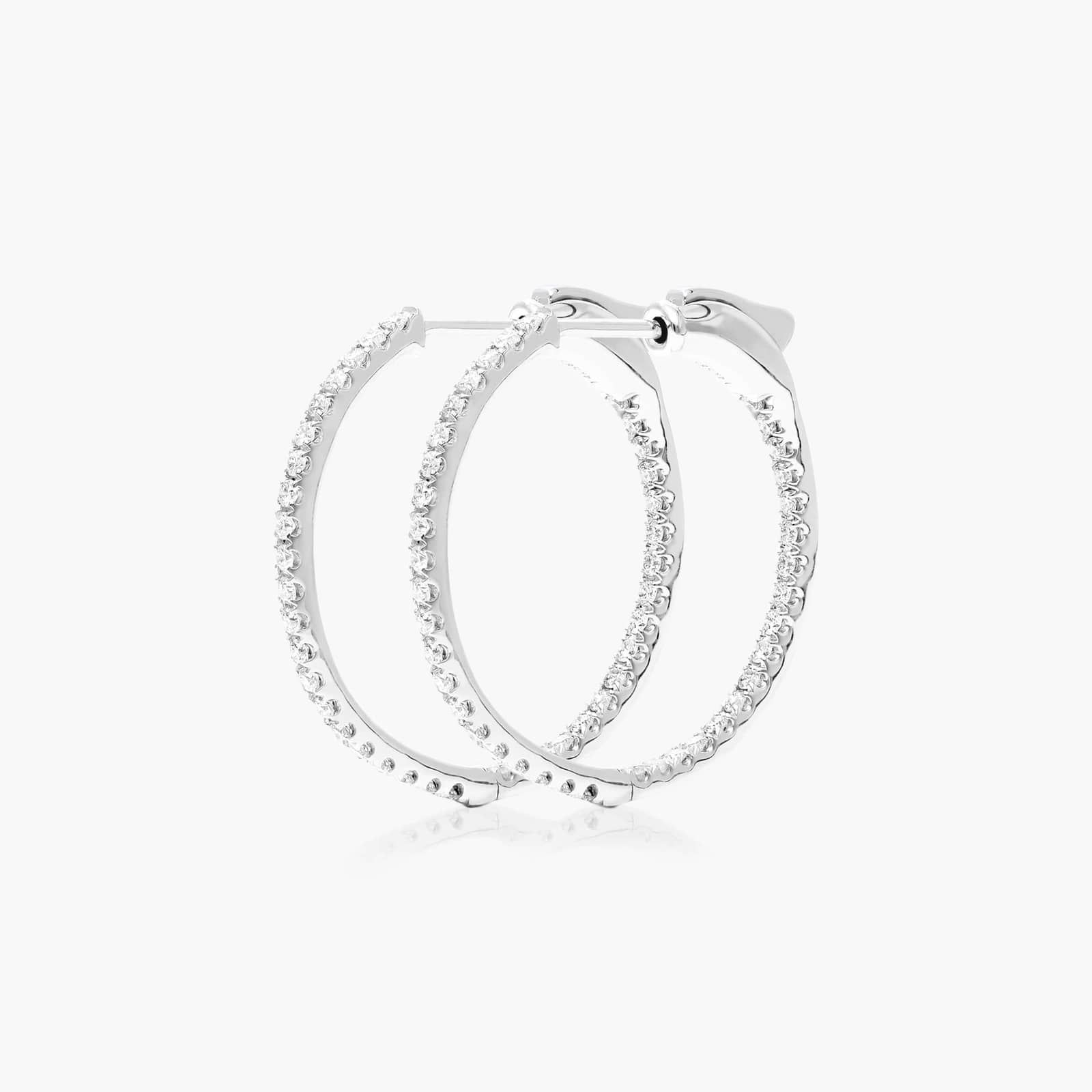 Inside Out 0.5 CTW Round Diamond Hoop Earrings In 14K White Gold