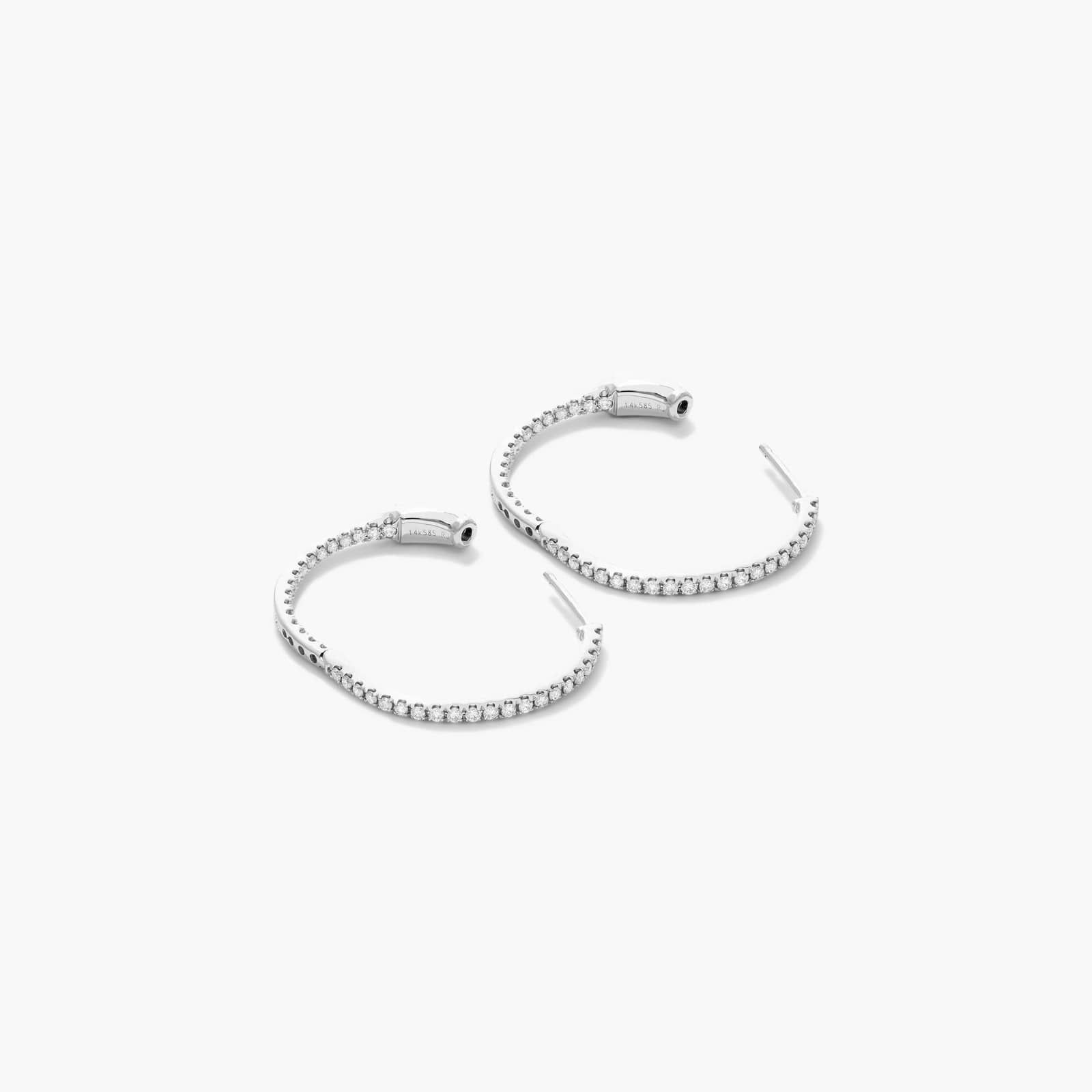 Inside Out 0.5 CTW Round Diamond Hoop Earrings In 14K White Gold