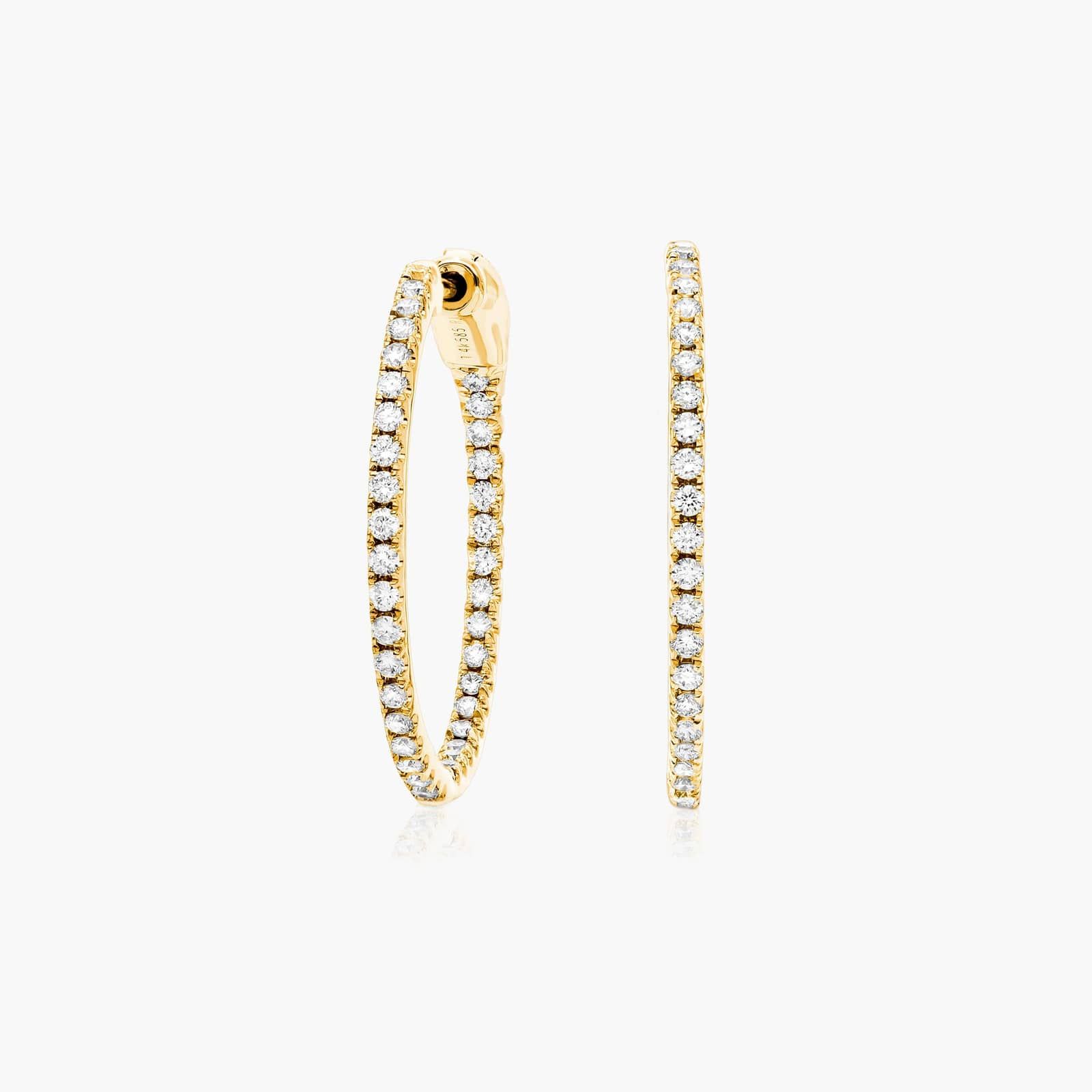 Inside Out 0.5 CTW Round Diamond Hoop Earrings In 14K Yellow Gold