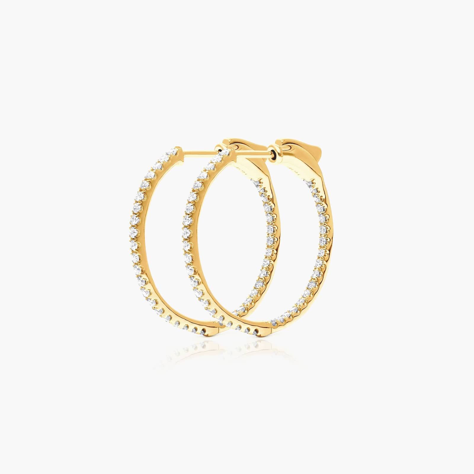 Inside Out 0.5 CTW Round Diamond Hoop Earrings In 14K Yellow Gold