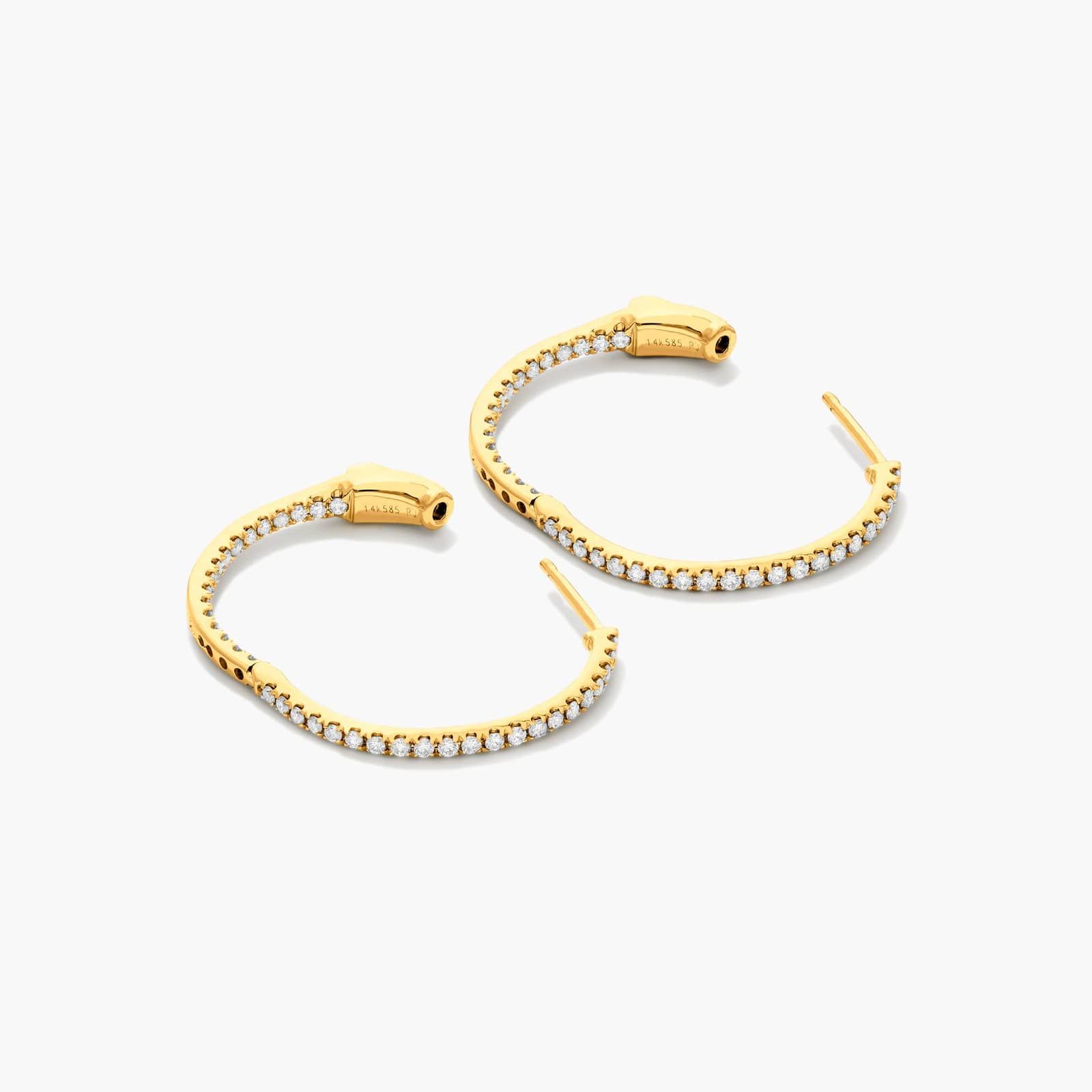Inside Out 0.5 CTW Round Diamond Hoop Earrings In 14K Yellow Gold