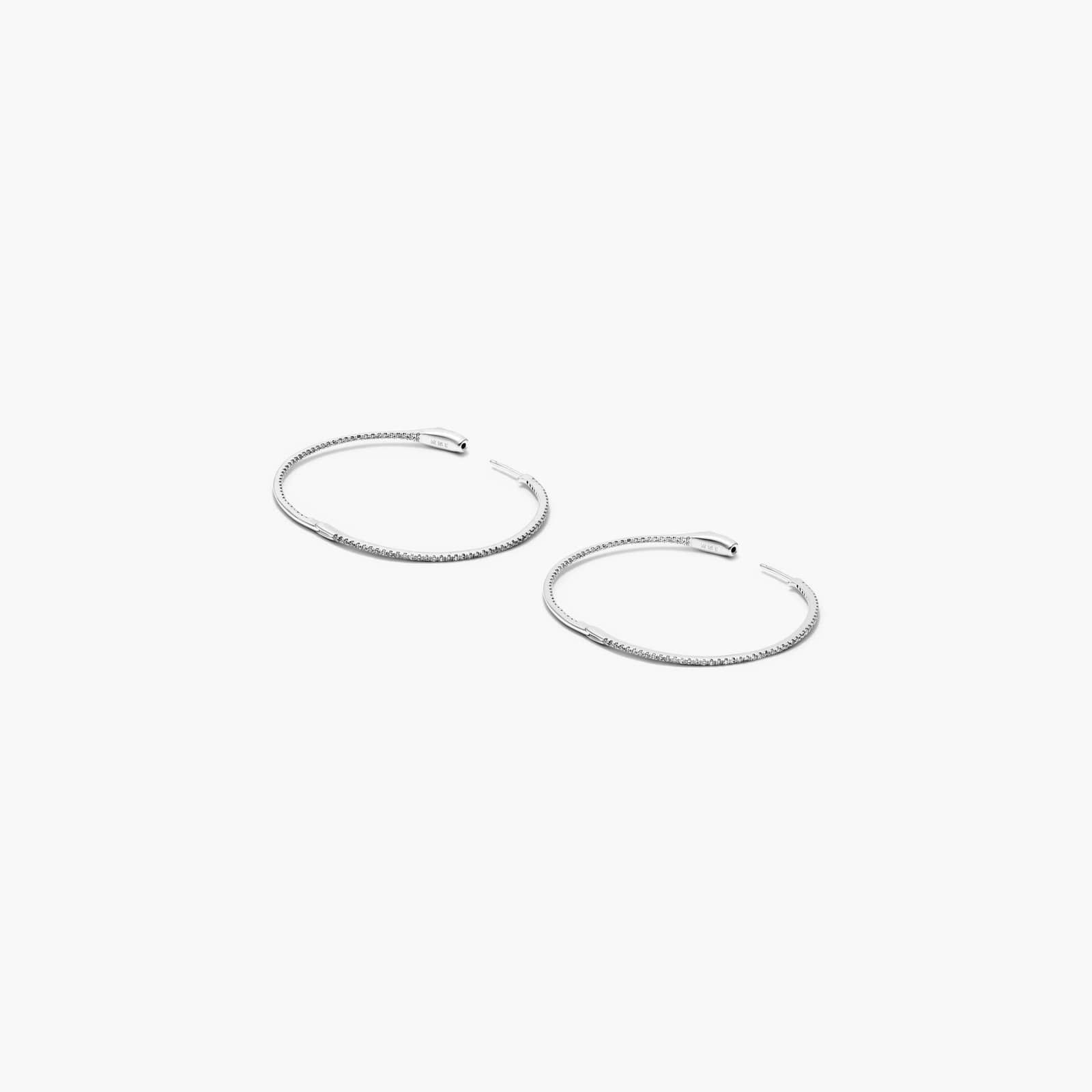 Inside Out 0.5 CTW Round Diamond Hoop Earrings In 14K White Gold