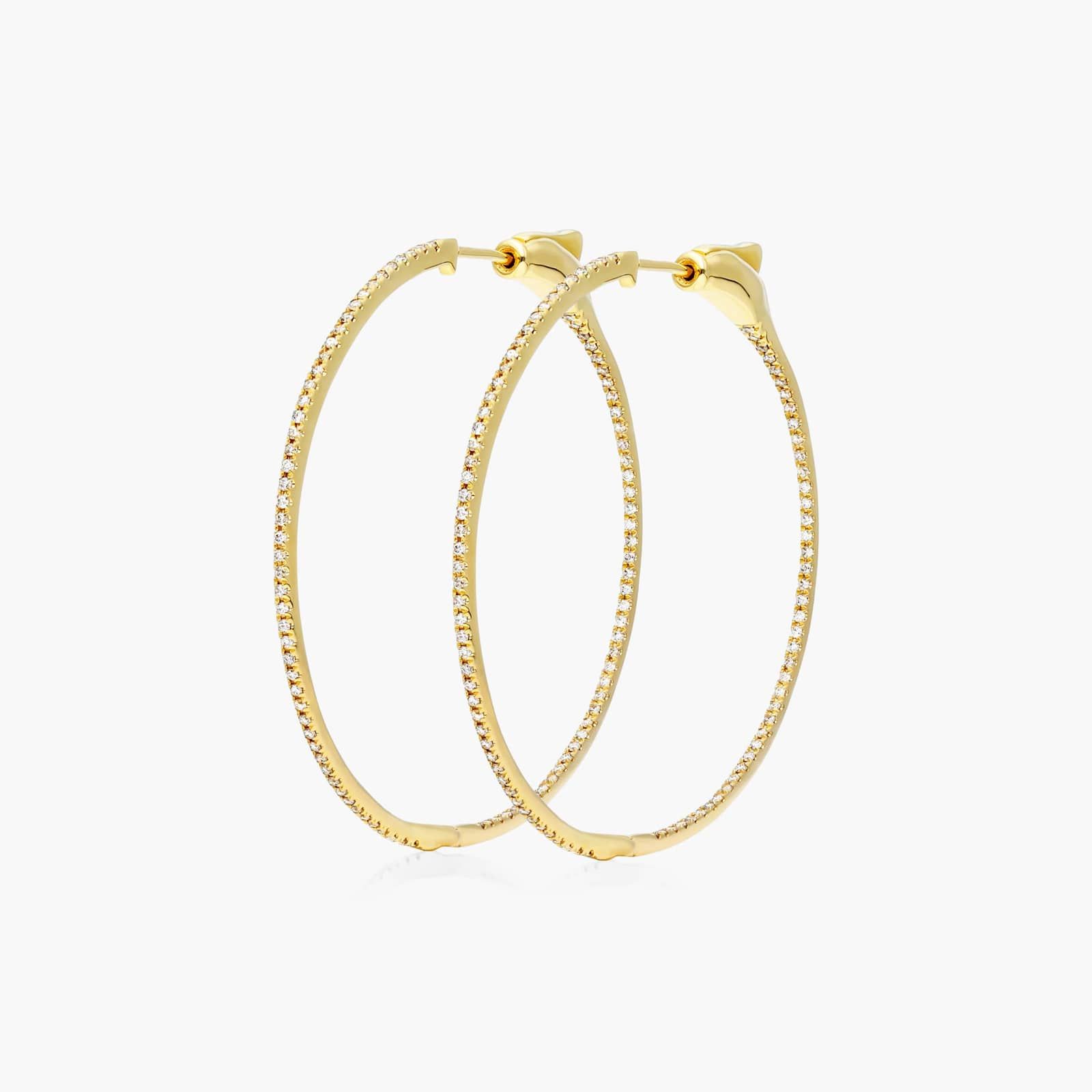 Inside Out 0.5 CTW Round Diamond Hoop Earrings In 14K Yellow Gold
