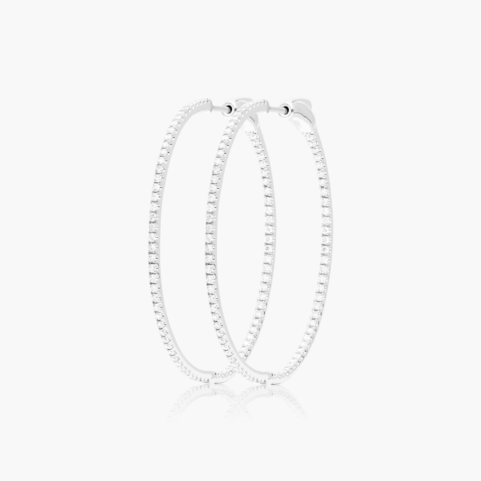 Inside Out 1 CTW Round Diamond Hoop Earrings In 14K White Gold