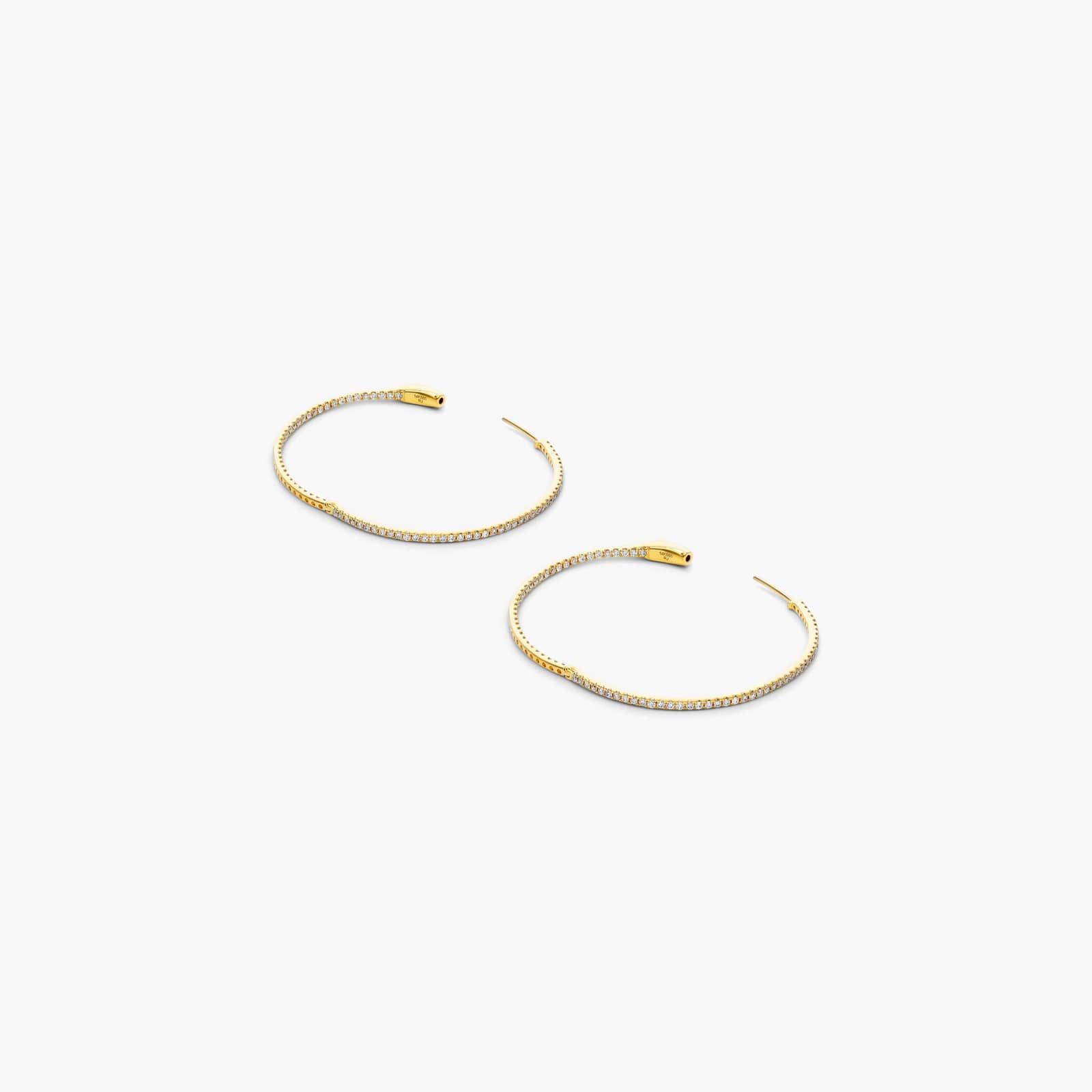 Inside Out 1 CTW Round Diamond Hoop Earrings In 14K Yellow Gold
