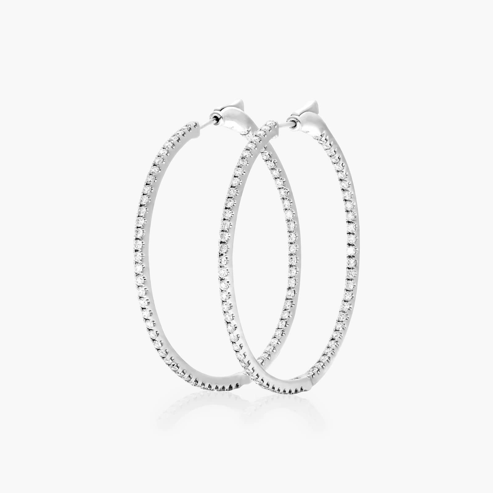 Inside Out 2 CTW Round Diamond Hoop Earrings In 14K White Gold
