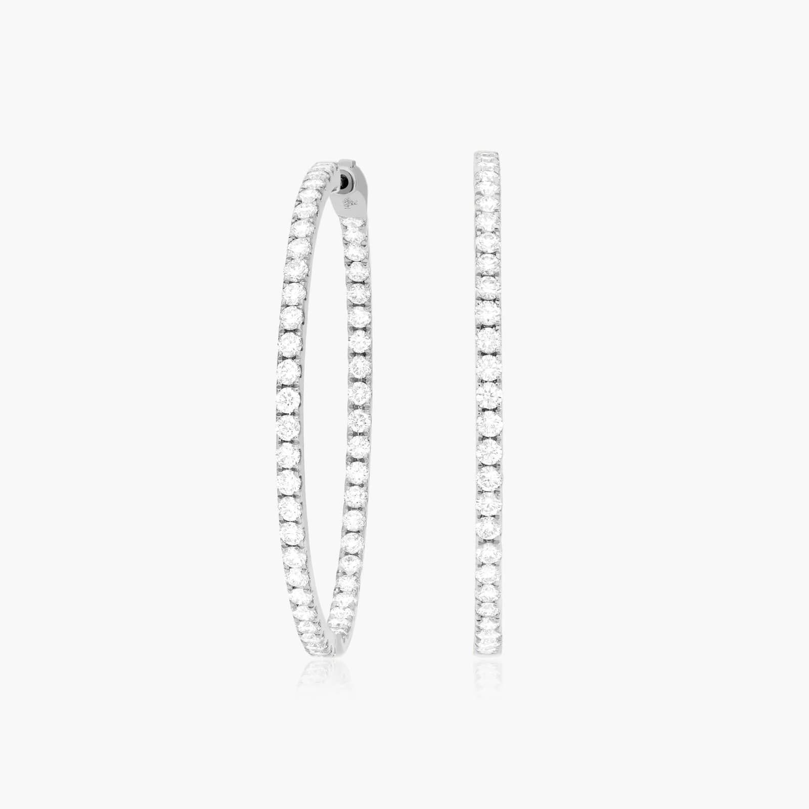 Inside Out 3 CTW Round Diamond Hoop Earrings In 14K White Gold