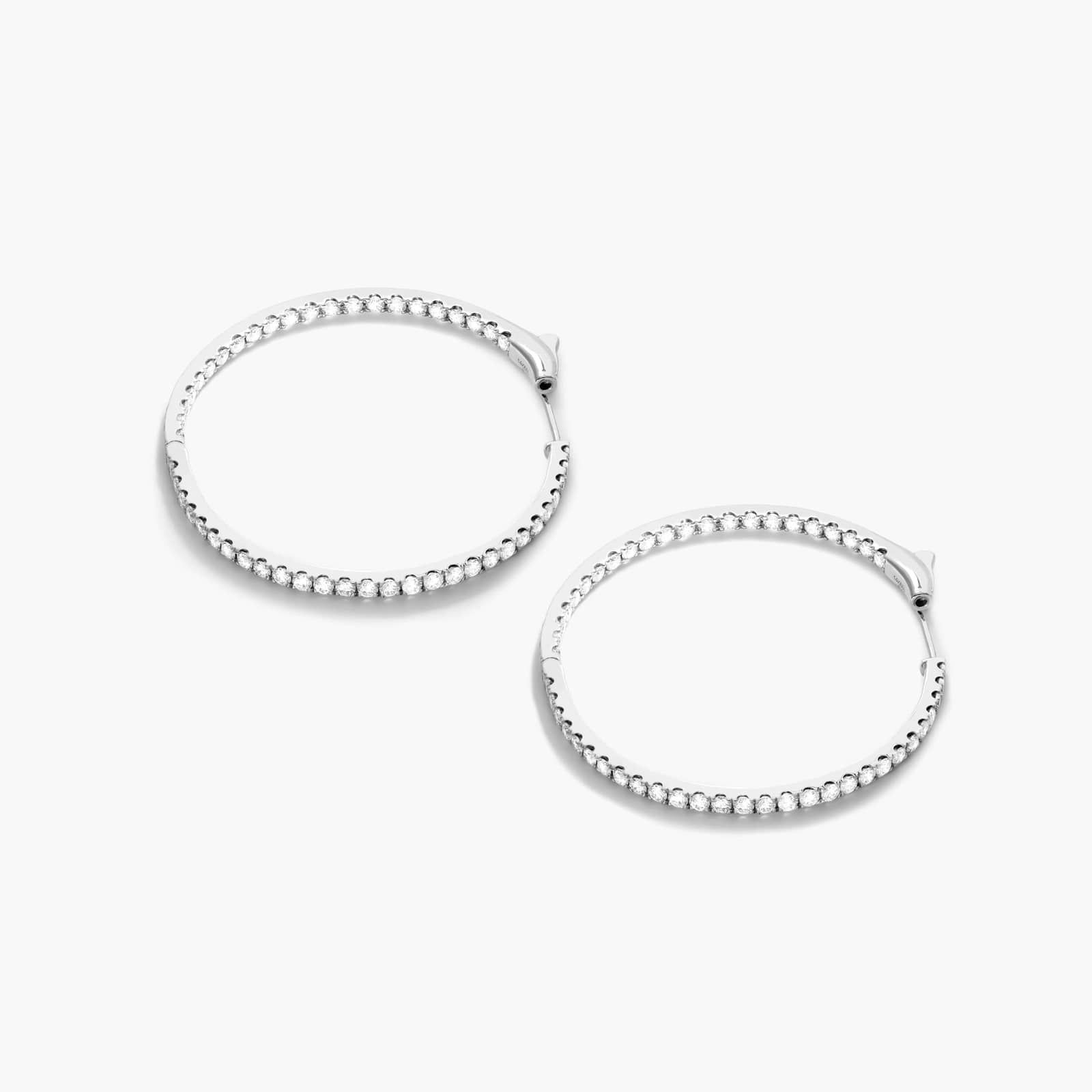Inside Out 3 CTW Round Diamond Hoop Earrings In 14K White Gold