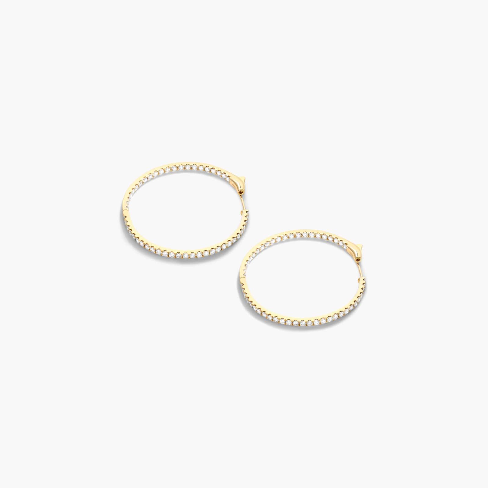 Inside Out 3 CTW Round Diamond Hoop Earrings In 14K Yellow Gold