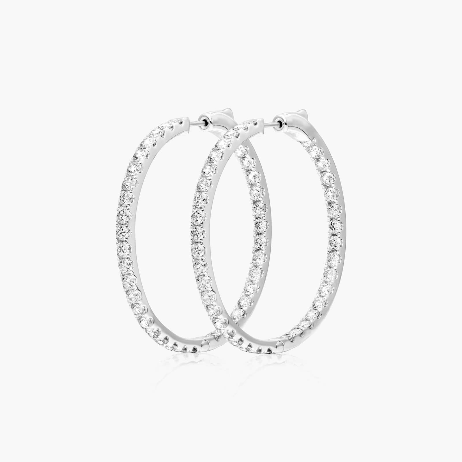 Inside Out 5 CTW Round Diamond Hoop Earrings In 14K White Gold