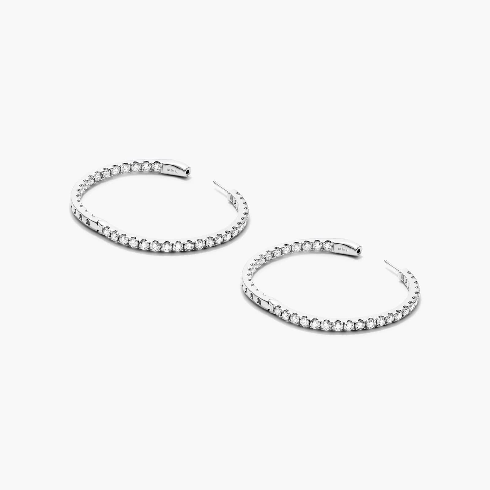 Inside Out 5 CTW Round Diamond Hoop Earrings In 14K White Gold