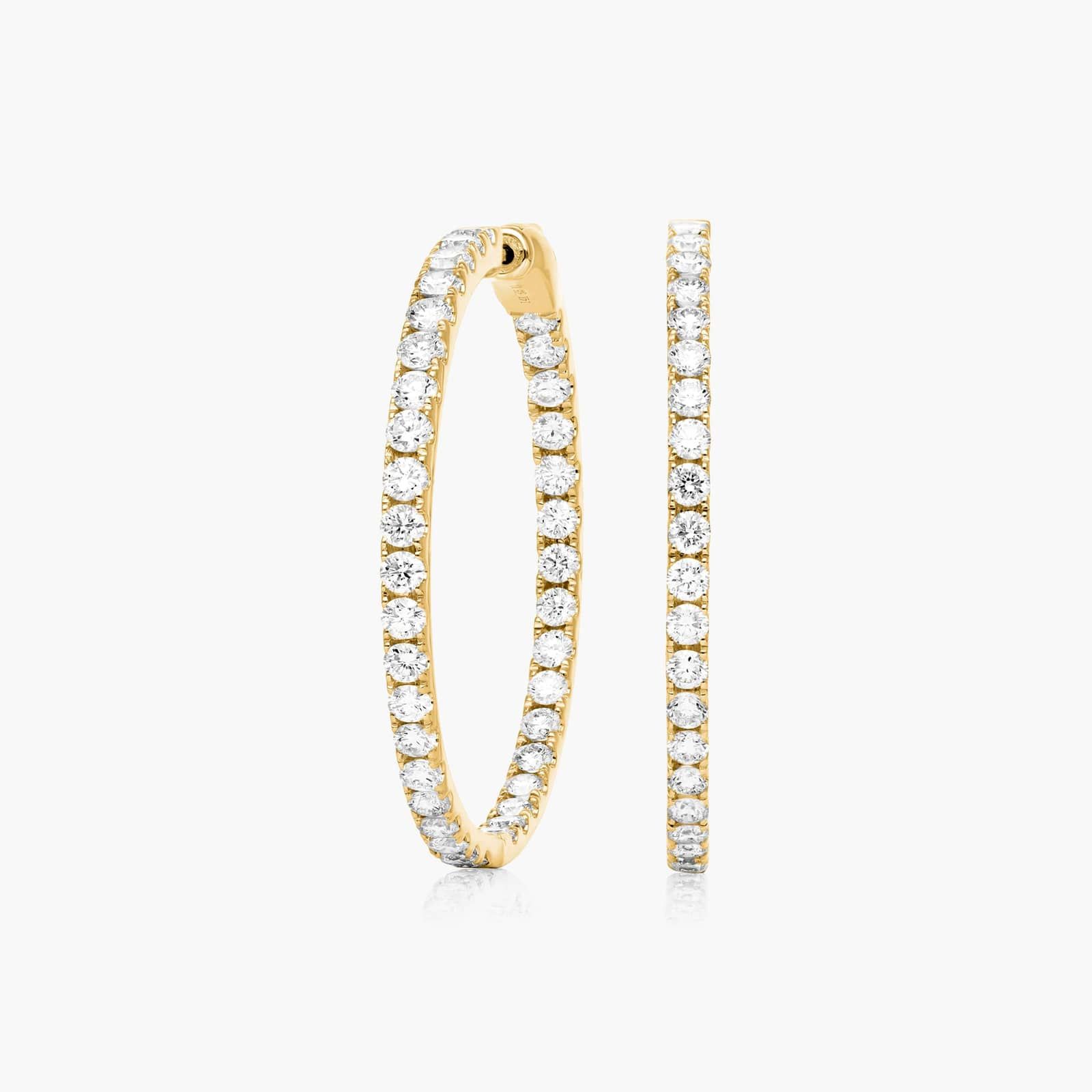 Inside Out 5 CTW Round Diamond Hoop Earrings In 14K Yellow Gold