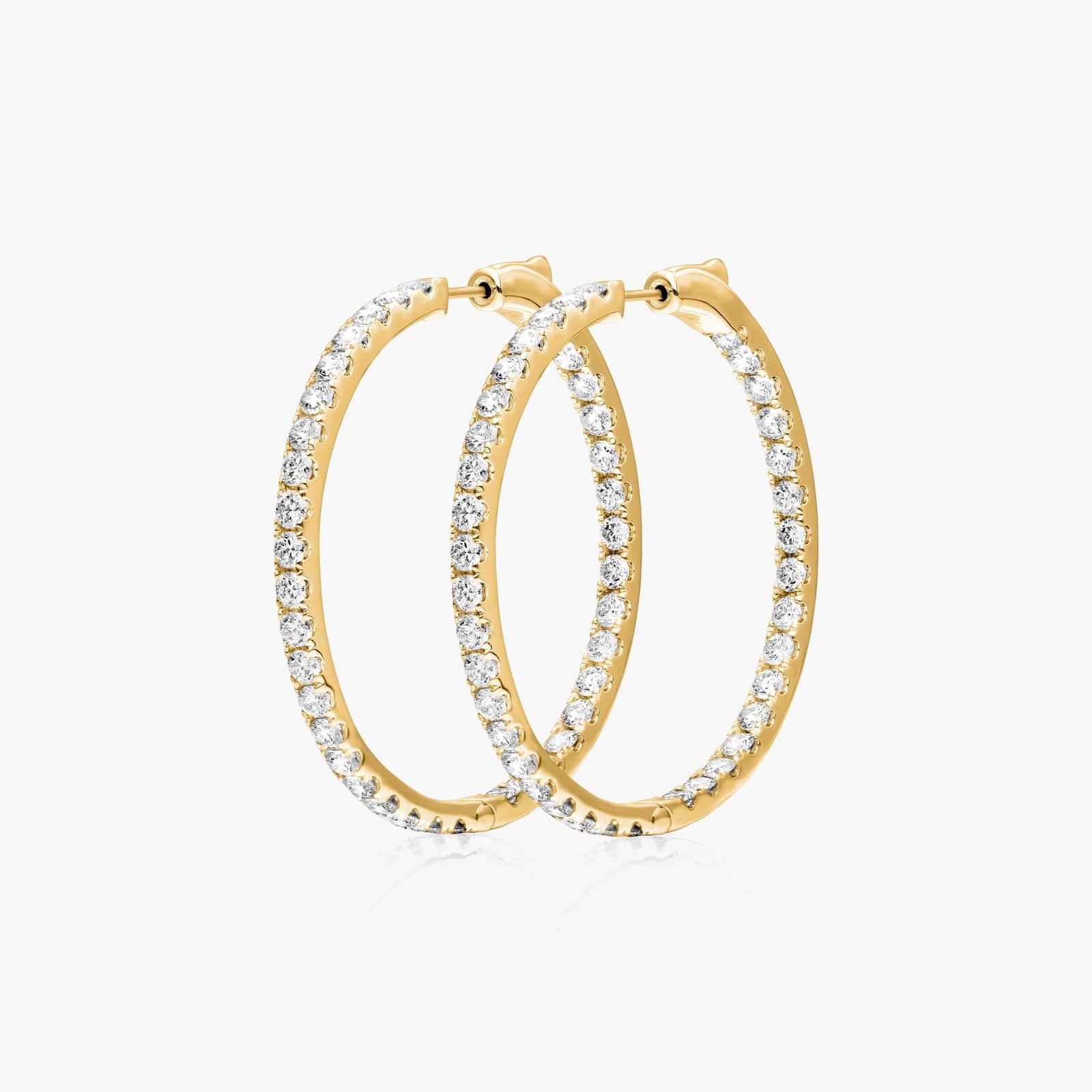Inside Out 5 CTW Round Diamond Hoop Earrings In 14K Yellow Gold
