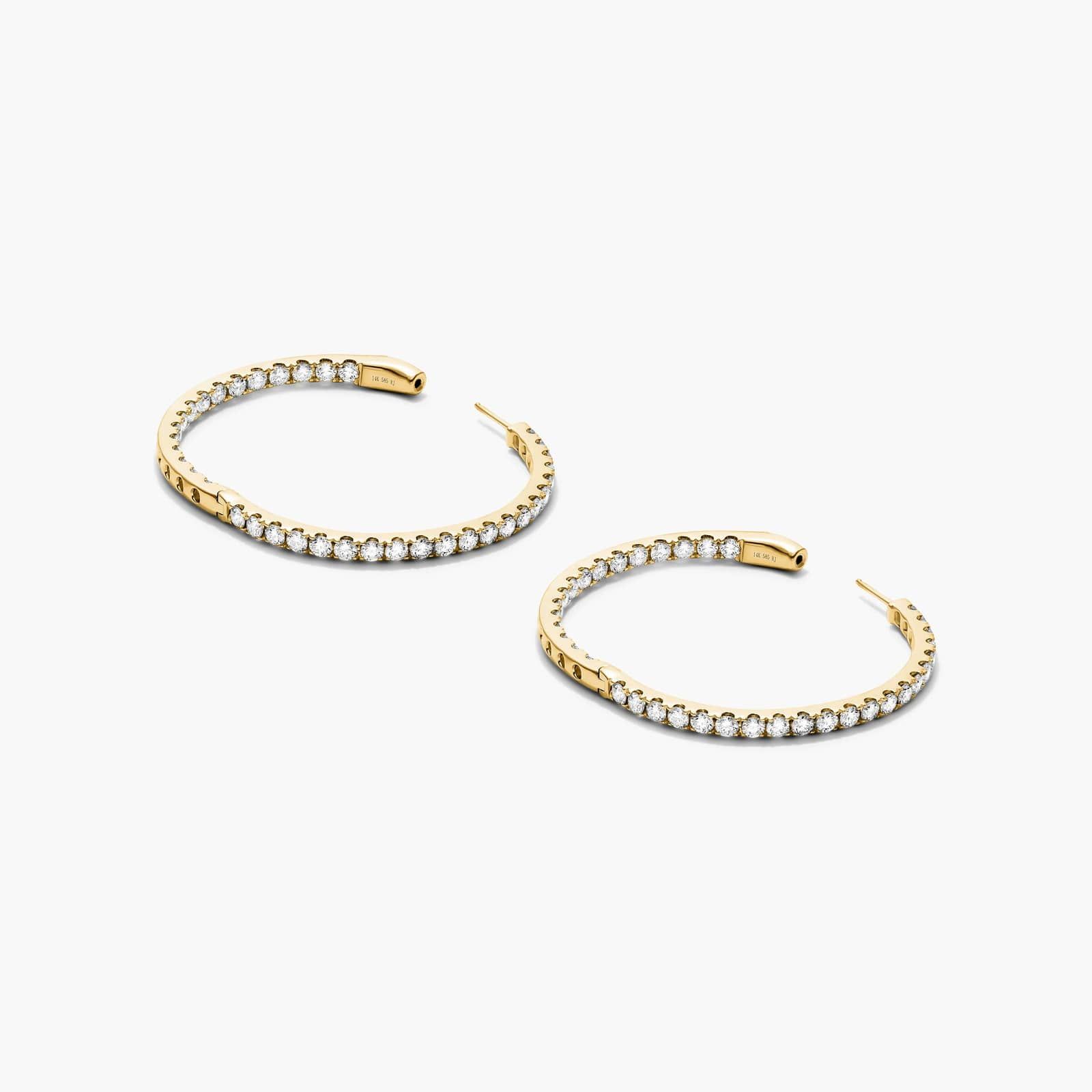 Inside Out 5 CTW Round Diamond Hoop Earrings In 14K Yellow Gold