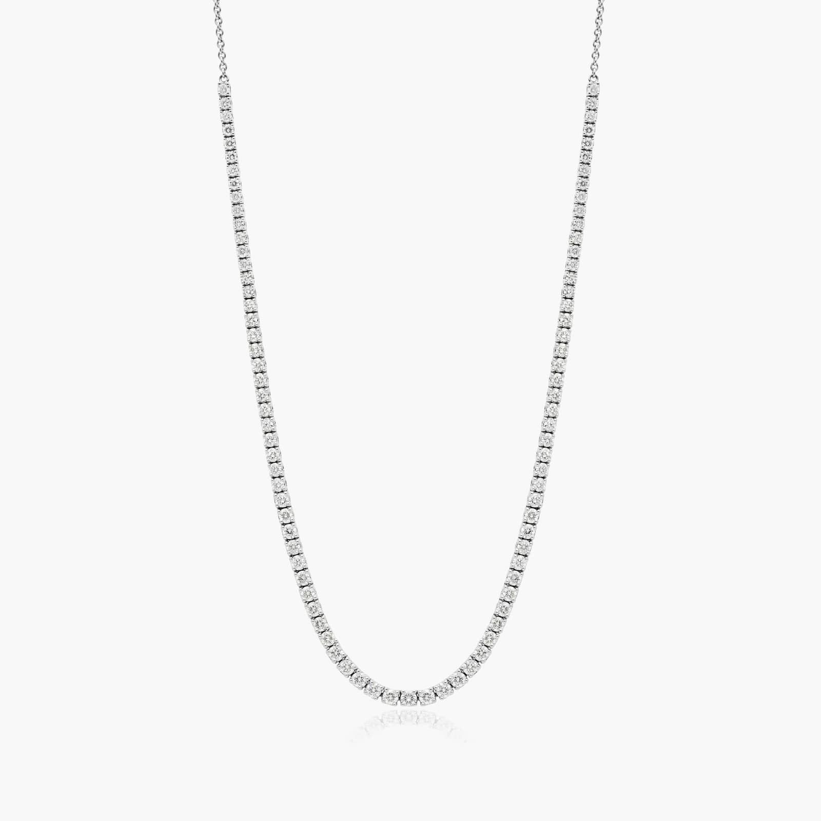 Lab Created Tennis Necklace Mens Diamond 14K White Gold Lab
