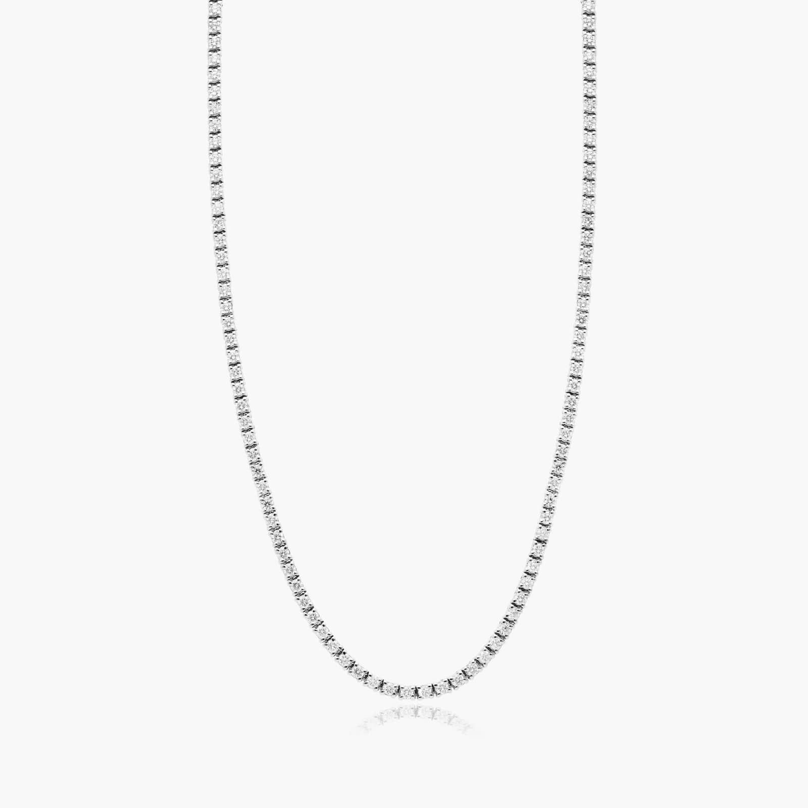 14K White Gold 18 Inch Straight Lab - Created Diamond Tennis Necklace (3.00 CTW - F-G / VS1-VS2)