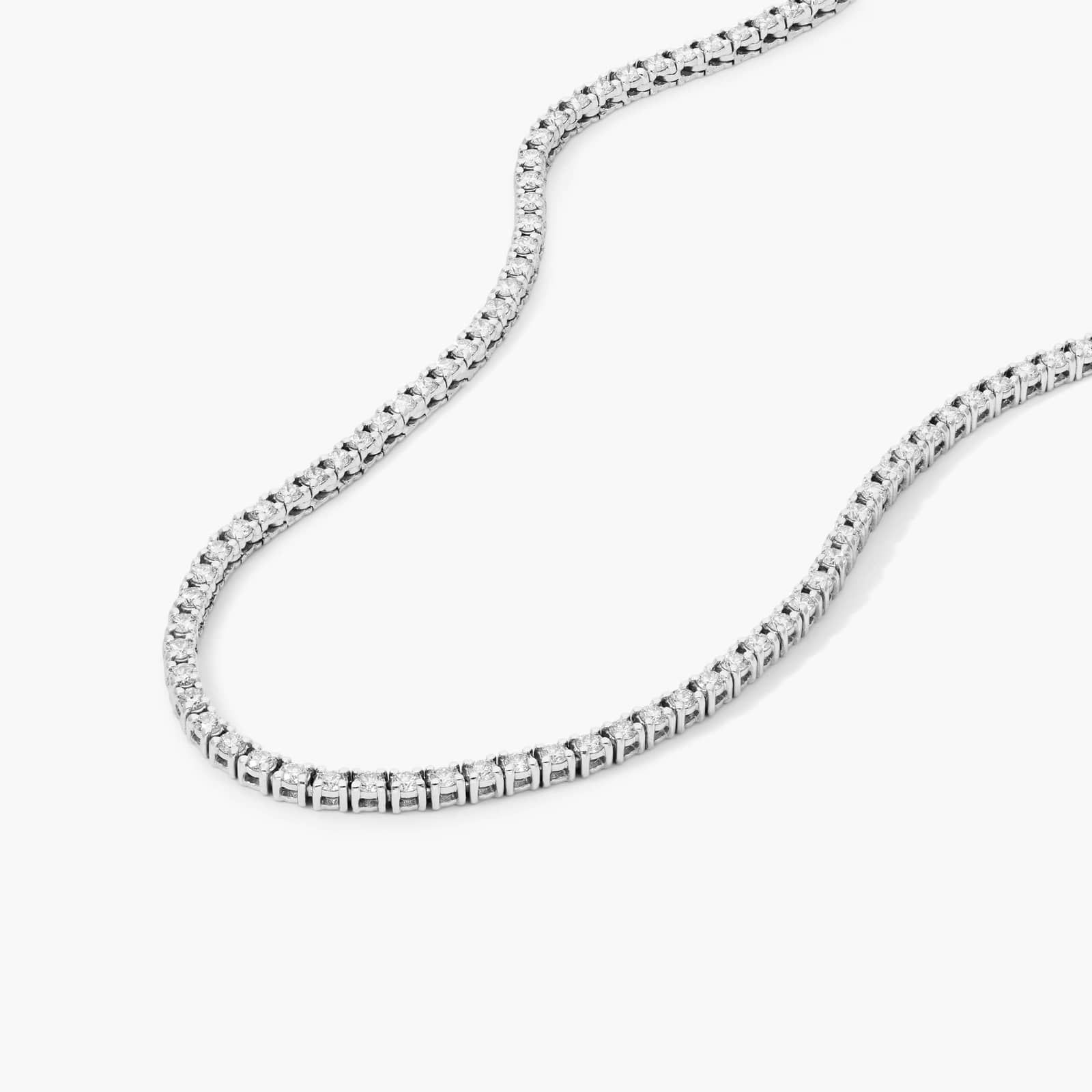14K White Gold 18 Inch Straight Lab - Created Diamond Tennis Necklace (3.00 CTW - F-G / VS1-VS2)