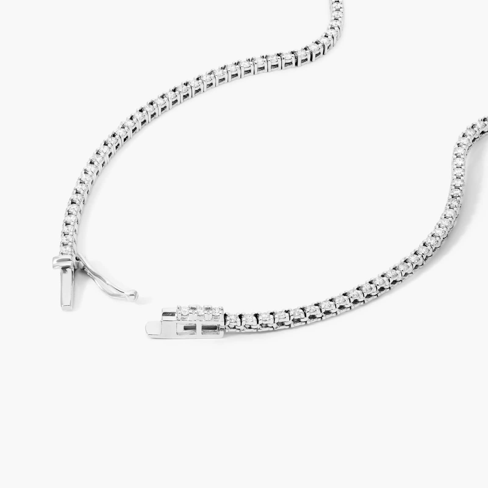 14K White Gold 18 Inch Straight Lab - Created Diamond Tennis Necklace (3.00 CTW - F-G / VS1-VS2)