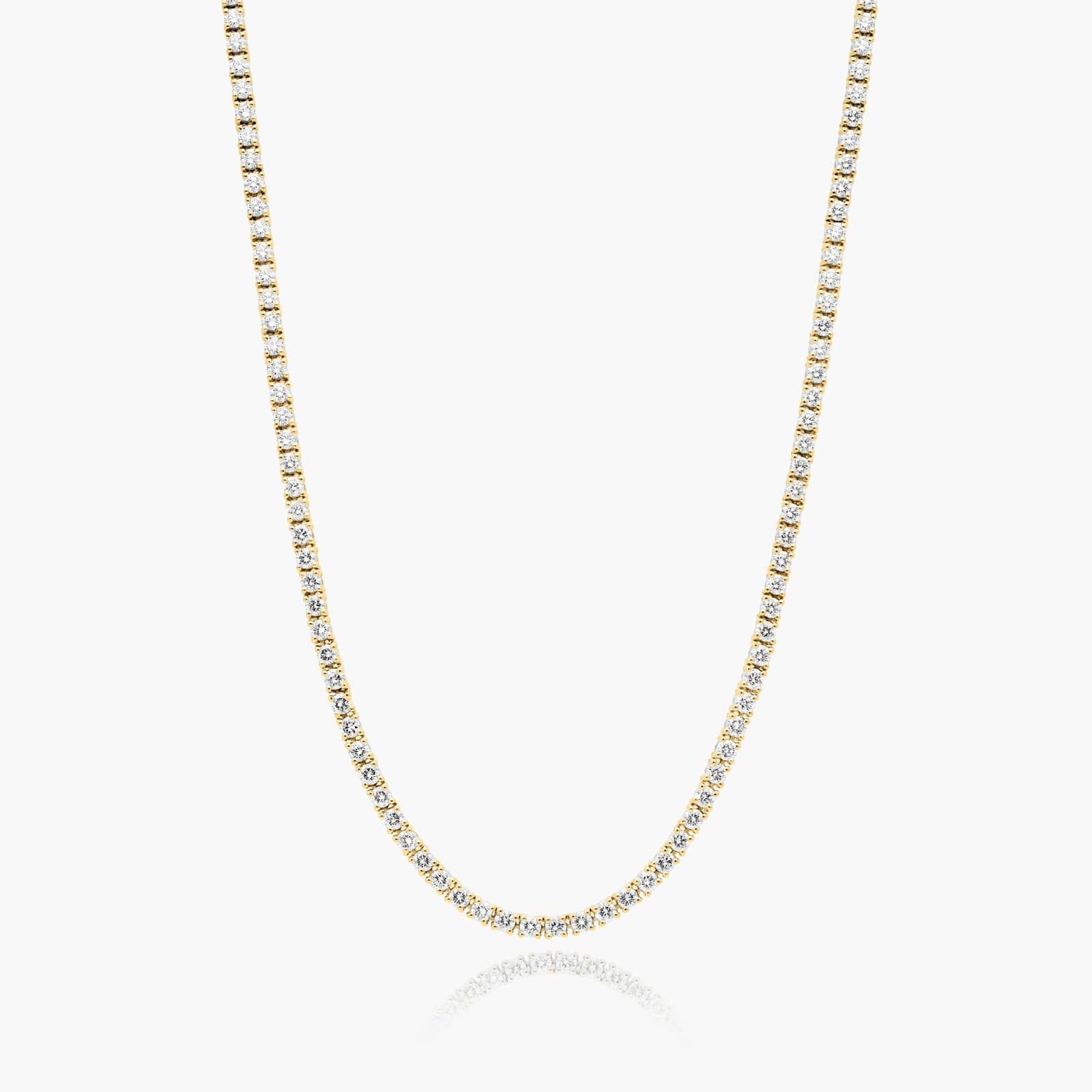 14K Yellow Gold 18 Inch Straight Lab-Grown Diamond Tennis Necklace (5.00 CTW - F-G / VS1-VS2)