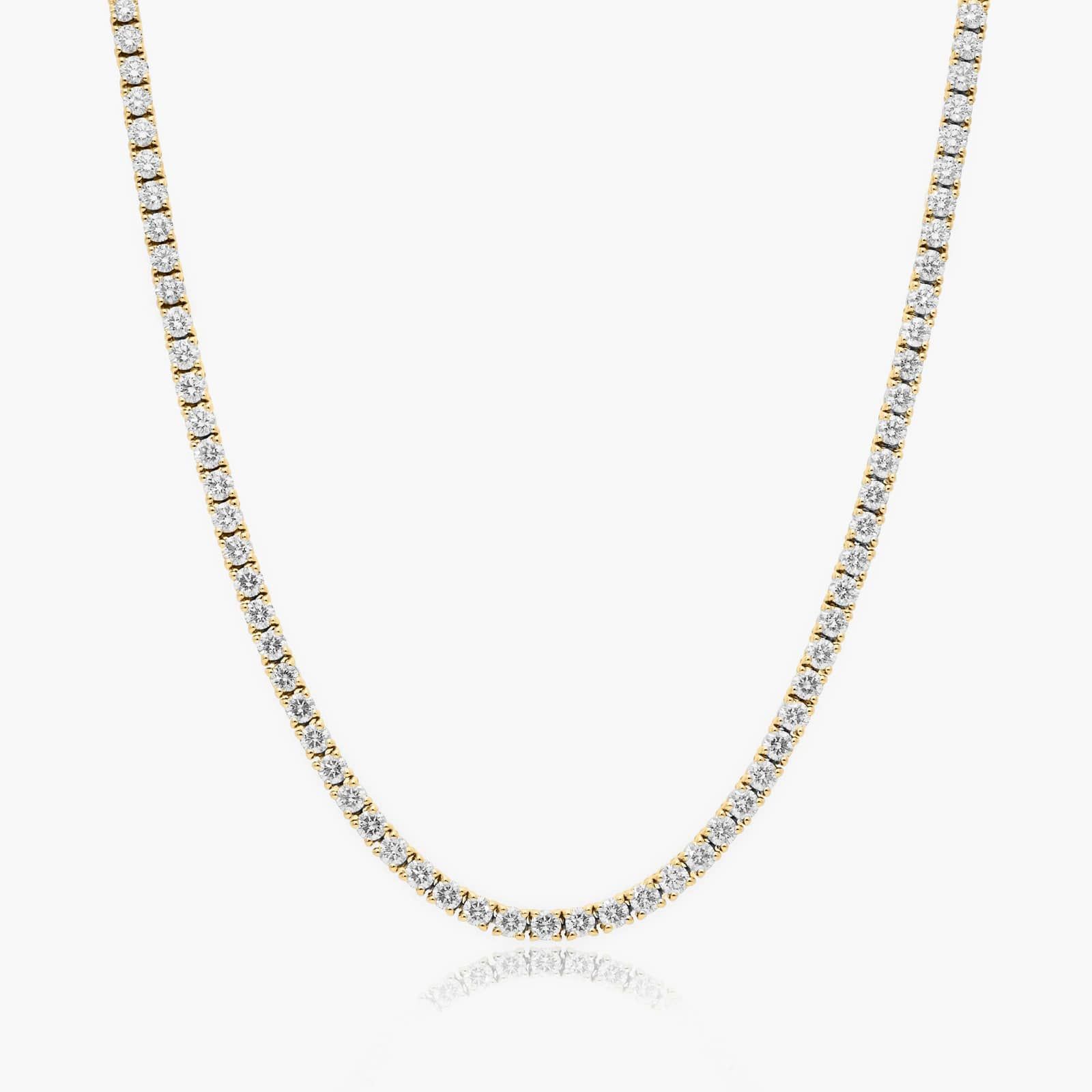 14K Yellow Gold 18 Inch Straight Diamond Tennis Necklace (7.00 CTW - F-G / VS1-VS2)