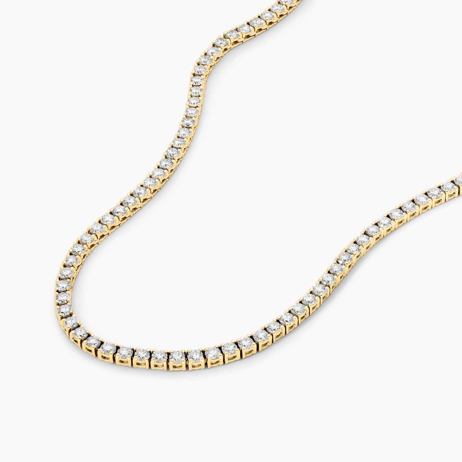 14K Yellow Gold 18 Inch Straight Diamond Tennis Necklace (7.00 CTW - F-G / VS1-VS2)