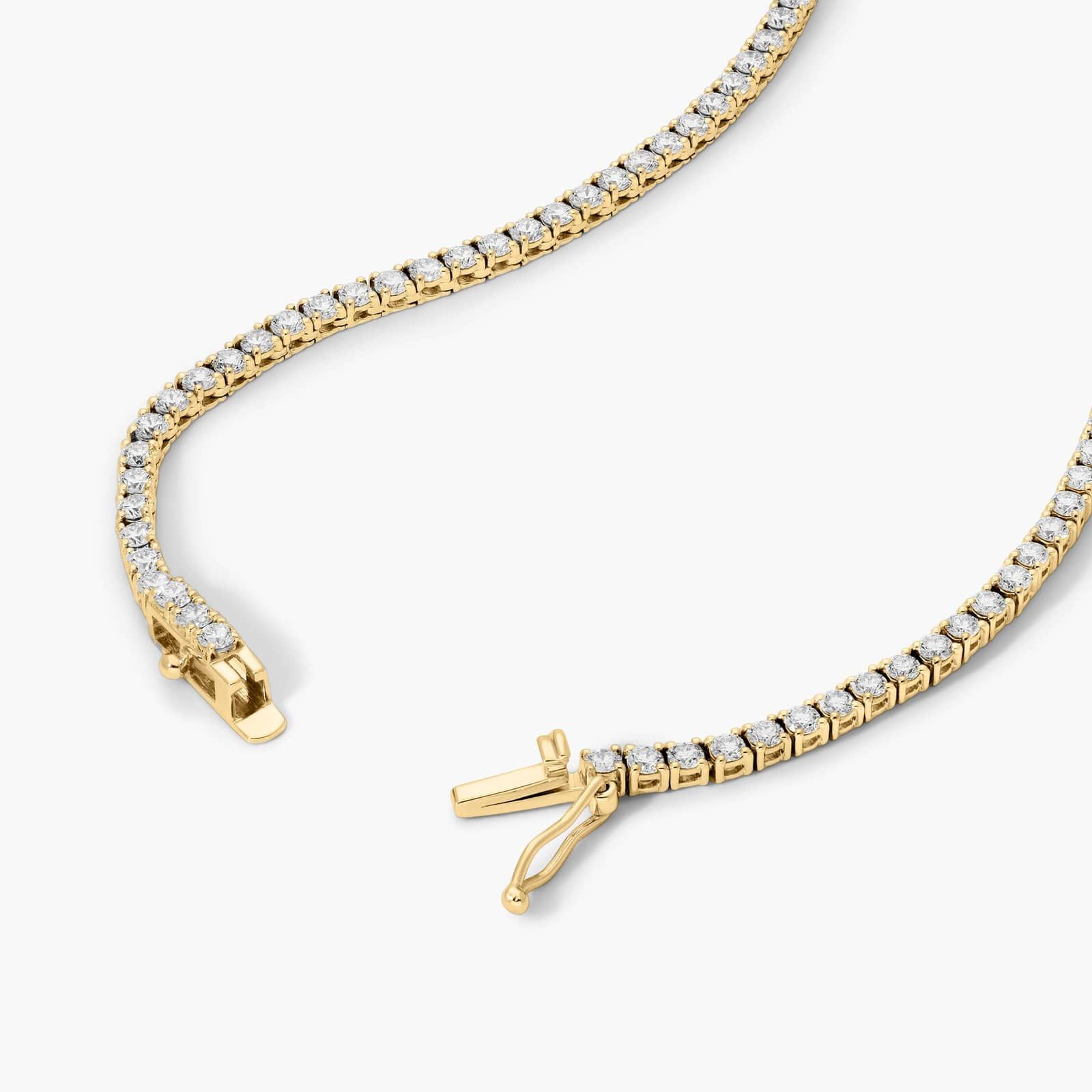 14K Yellow Gold 18 Inch Straight Diamond Tennis Necklace (7.00 CTW - F-G / VS1-VS2)