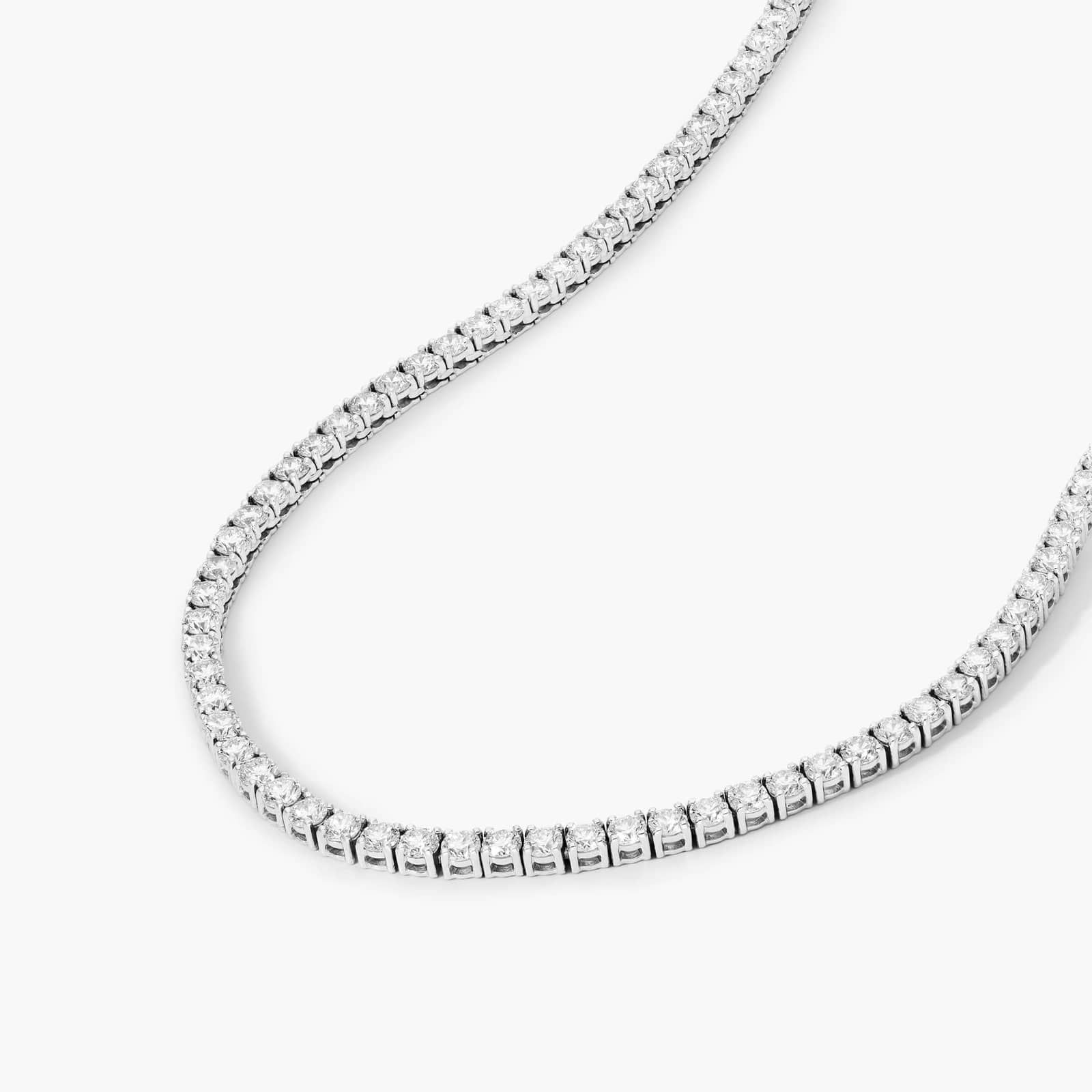 14K White Gold 18 Inch Straight Lab - Created Diamond Tennis Necklace (10.00 CTW - F-G / VS1-VS2)