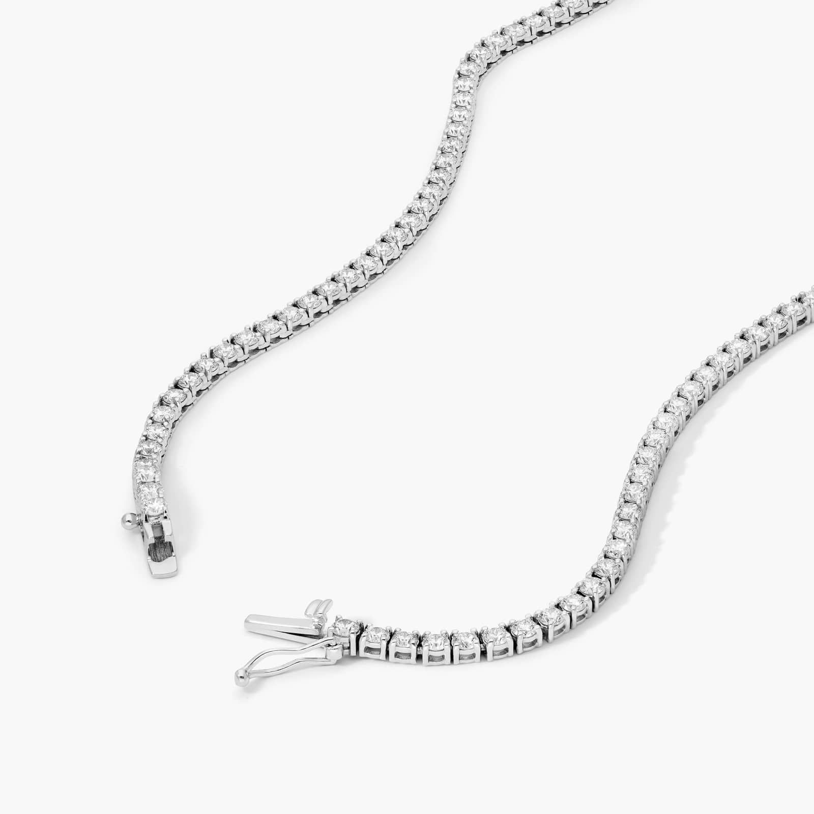 14K White Gold 18 Inch Straight Lab - Created Diamond Tennis Necklace (10.00 CTW - F-G / VS1-VS2)