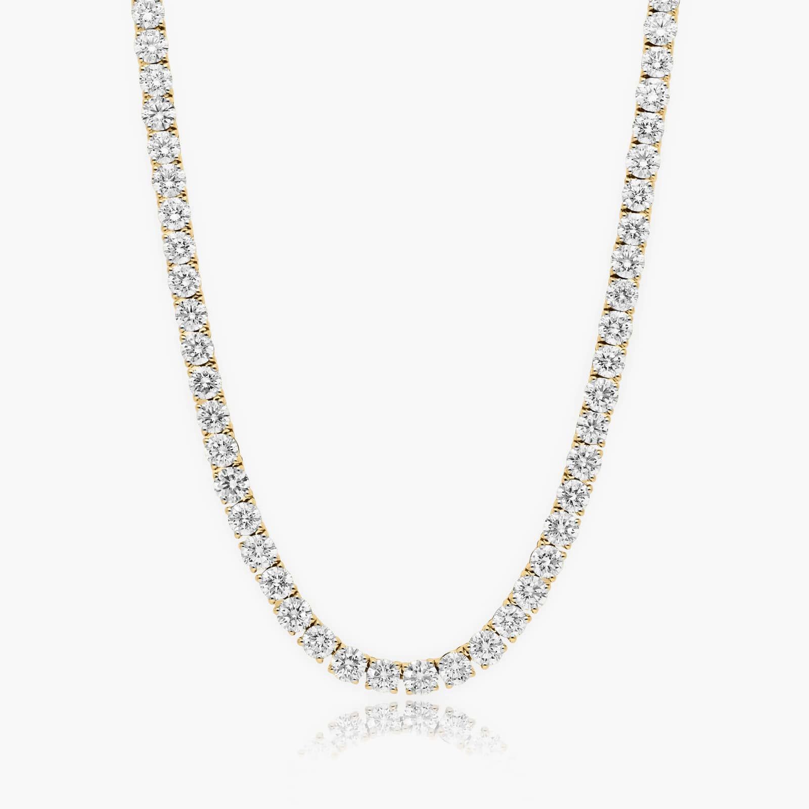 14K Yellow Gold 18 Inch Straight Lab-Grown Diamond Tennis Necklace (20.00 CTW - F-G / VS1-VS2)