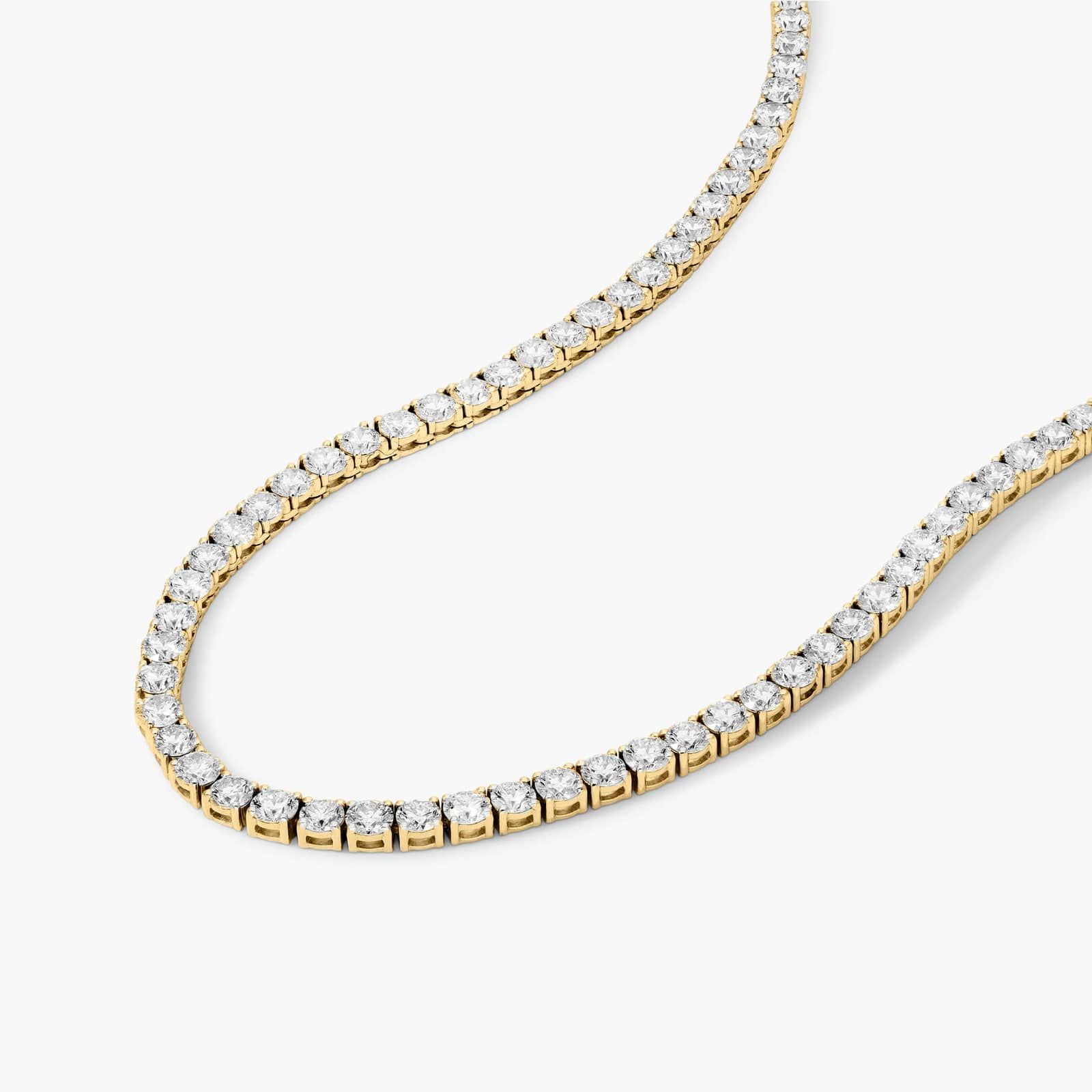 14K Yellow Gold 18 Inch Straight Lab-Grown Diamond Tennis Necklace (20.00 CTW - F-G / VS1-VS2)