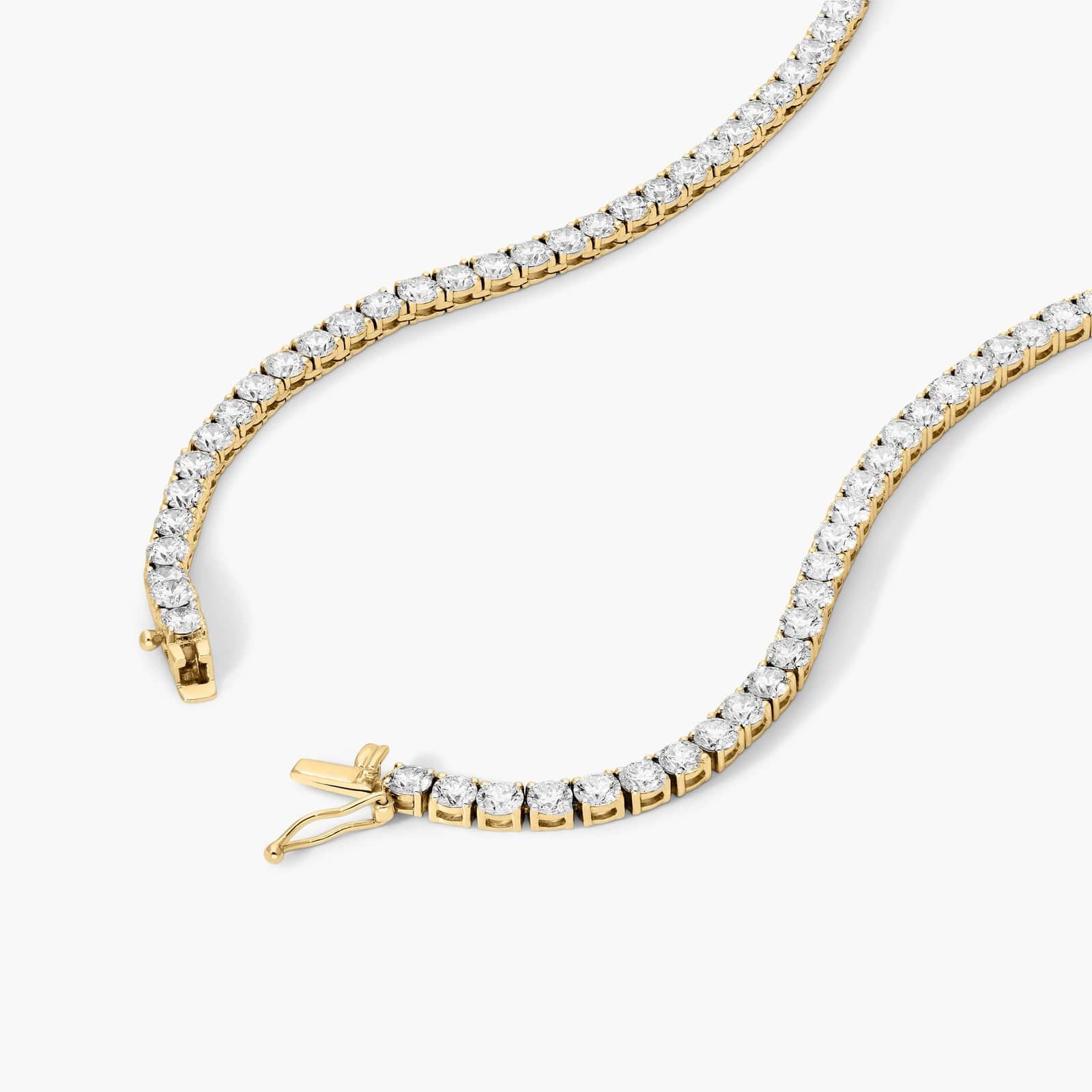 14K Yellow Gold 18 Inch Straight Lab-Grown Diamond Tennis Necklace (20.00 CTW - F-G / VS1-VS2)