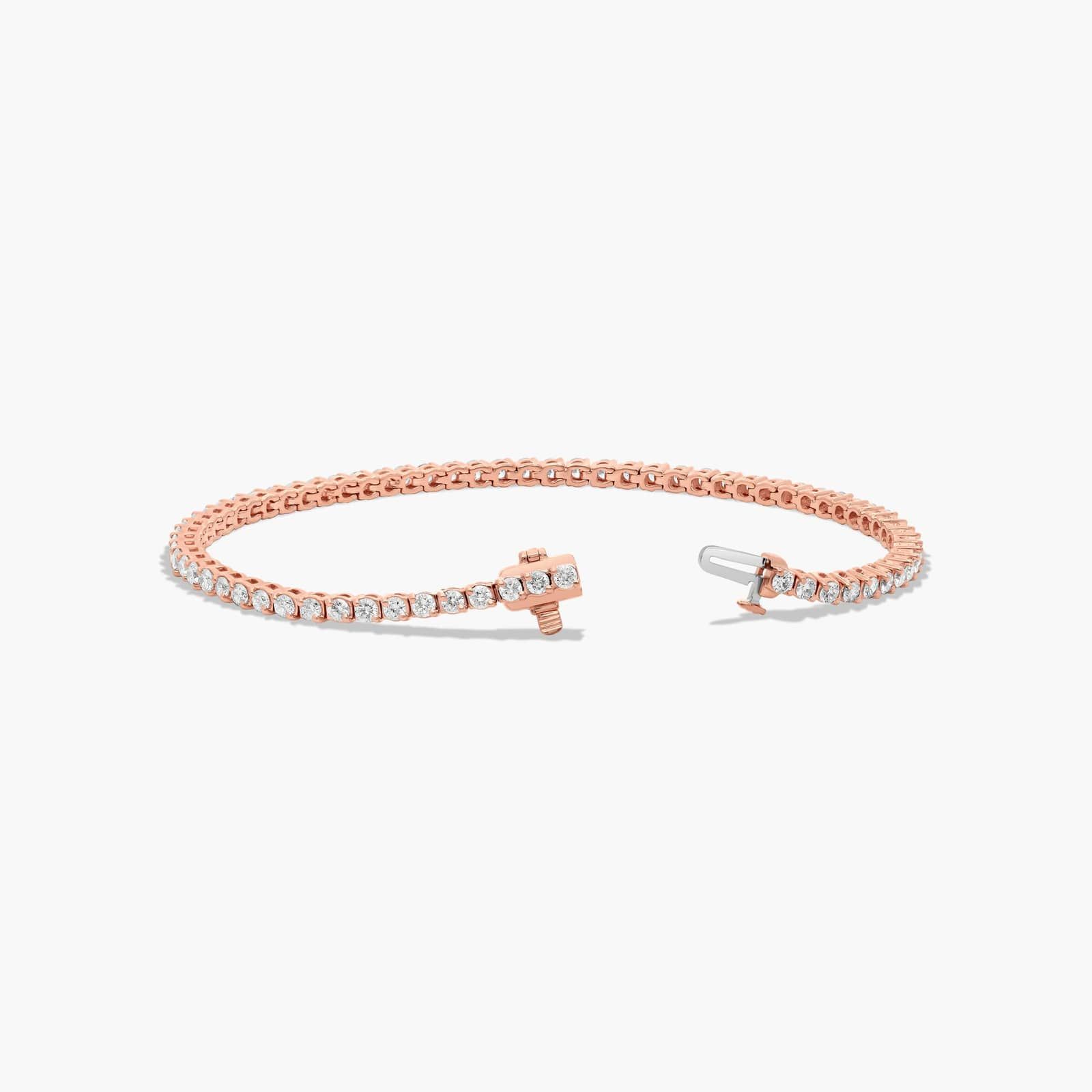 14K Rose Gold Two Prong Diamond Tennis Bracelet (3 CTW - H-I / SI1-SI2)