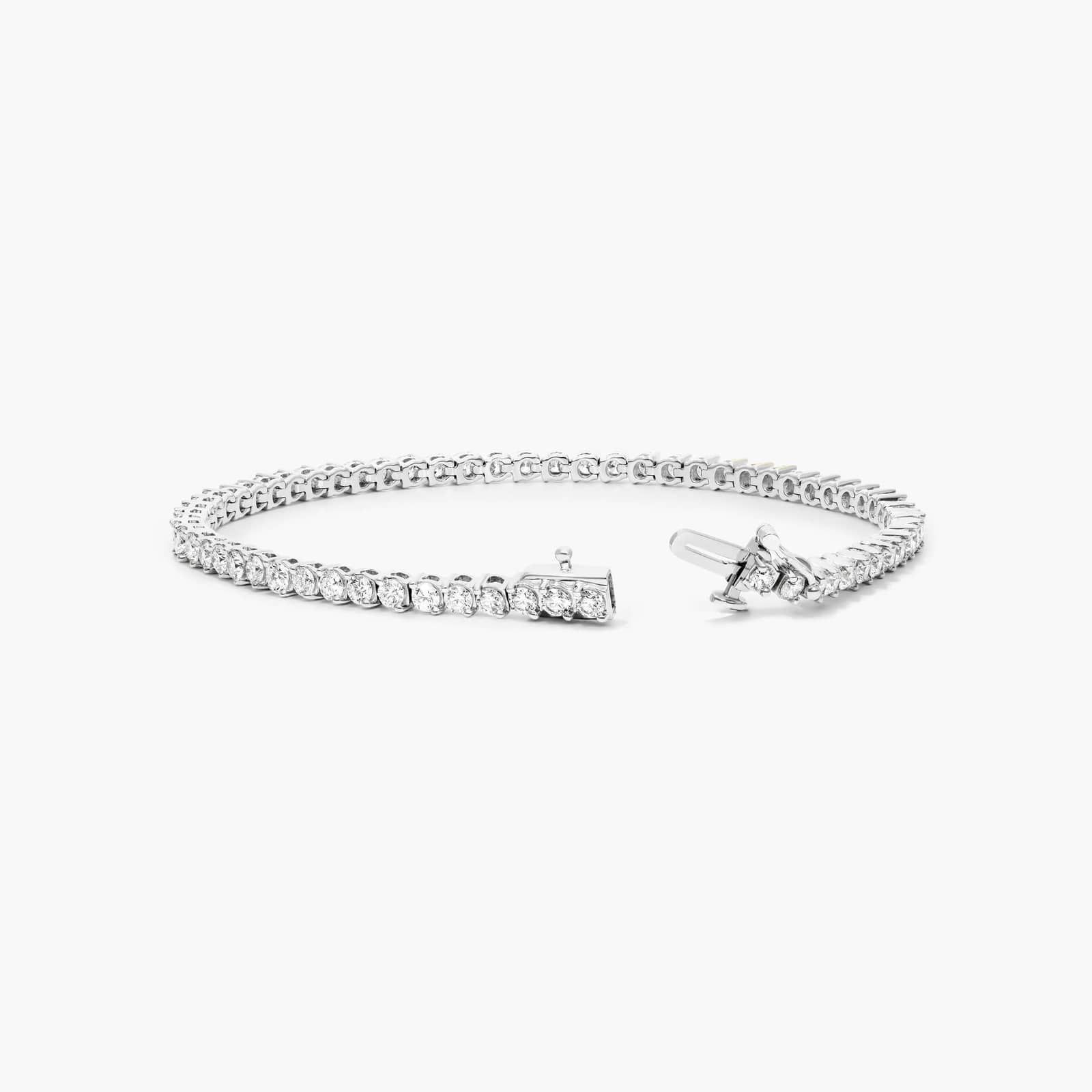 14K White Gold Two Prong Lab-Grown Diamond Tennis Bracelet (4.00 CTW - F-G / VS2-SI1)
