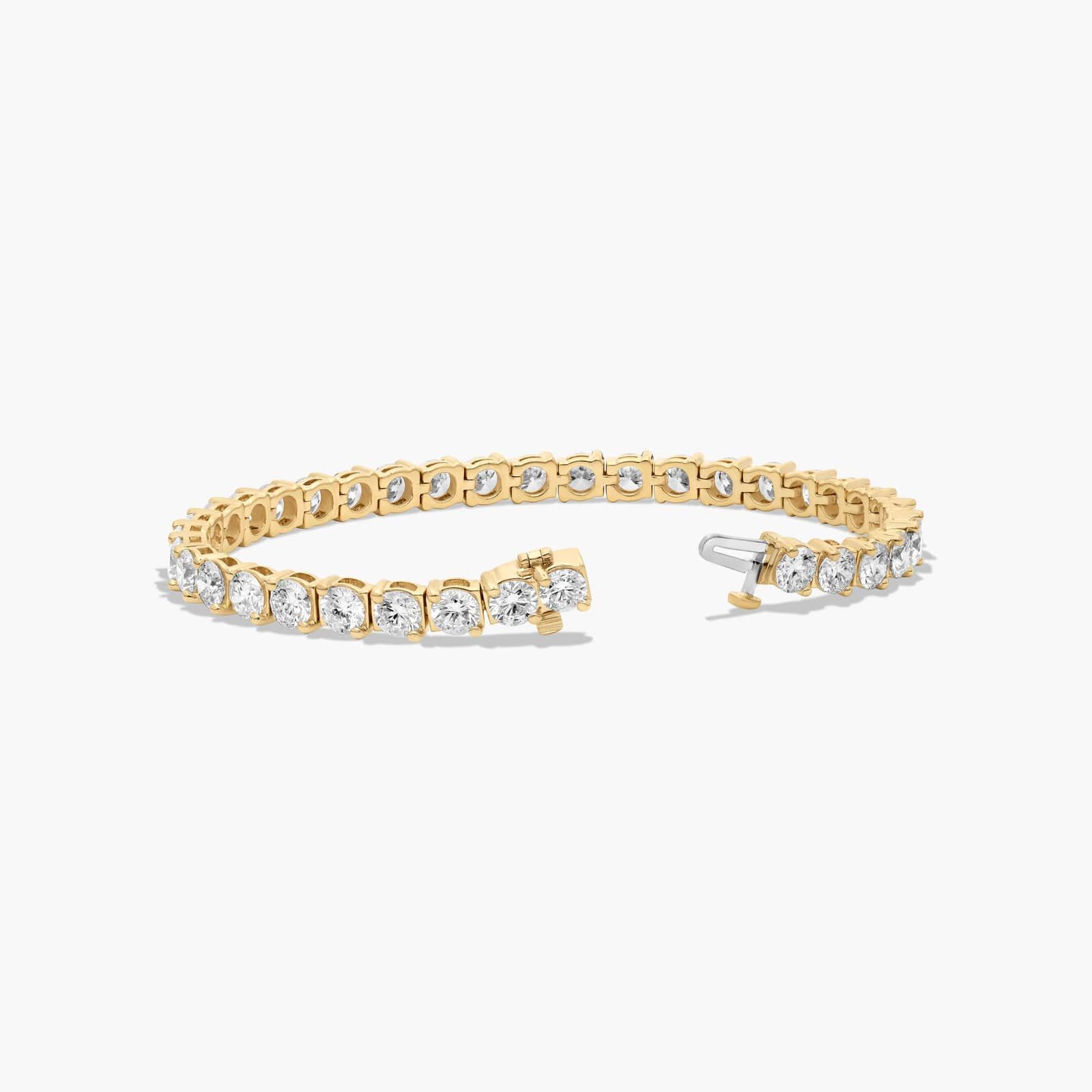 14K Yellow Gold 7 Inch Two Prong Lab-Grown Diamond Tennis Bracelet (12.00 CTW - F-G / VS2-SI1)