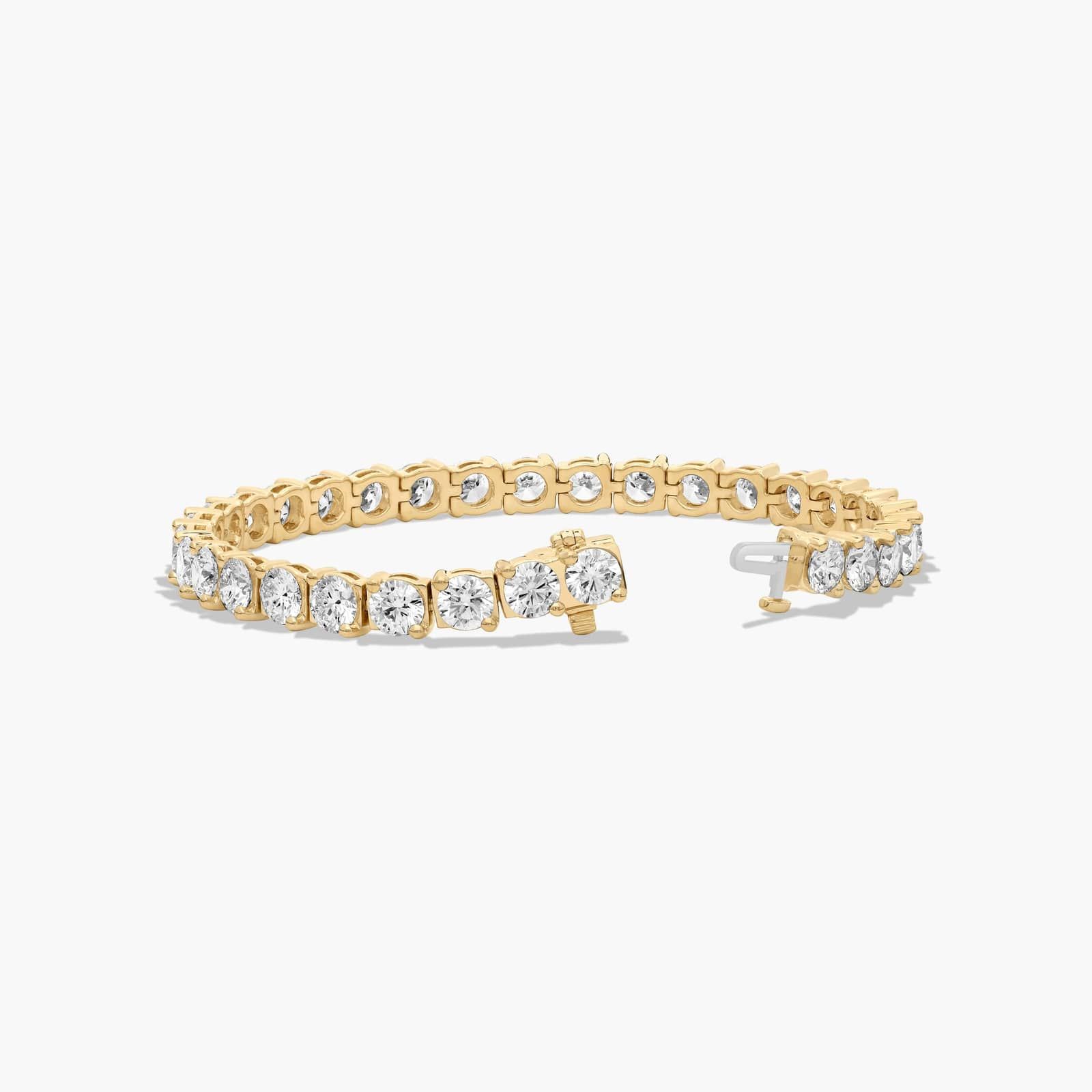 14K Yellow Gold 7 Inch Two Prong Lab-Grown Diamond Tennis Bracelet (15.00 CTW - F-G / VS2-SI1)