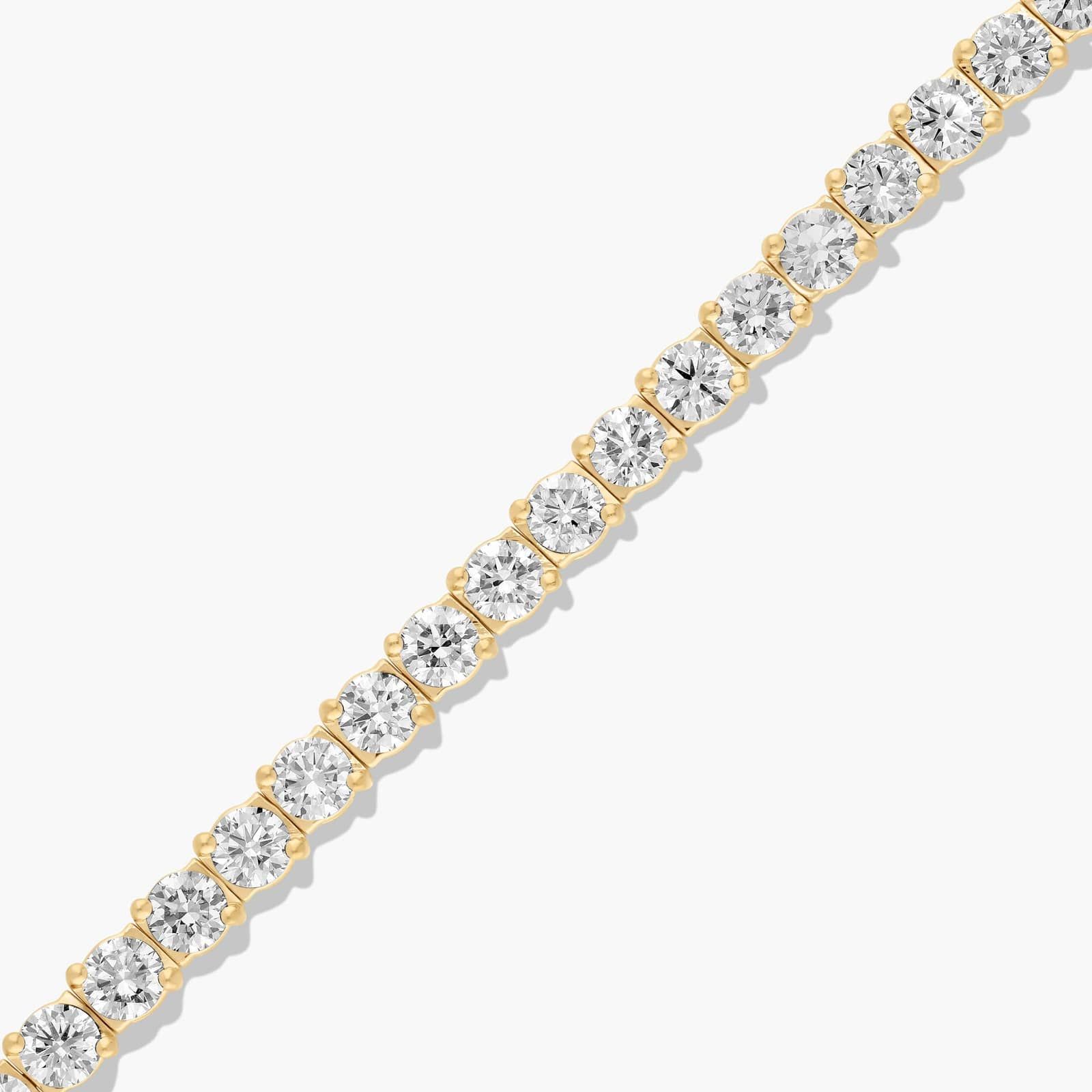 14K Yellow Gold 7 Inch Two Prong Lab-Grown Diamond Tennis Bracelet (15.00 CTW - F-G / VS2-SI1)