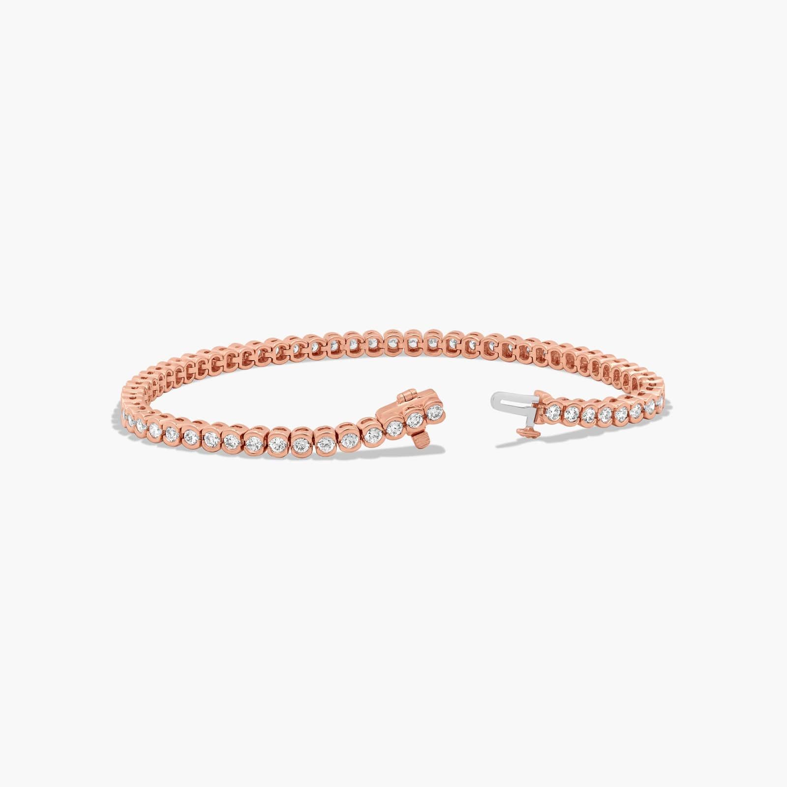 Bezel Tennis Bracelet With 3 CTW Diamonds In 14K Rose Gold