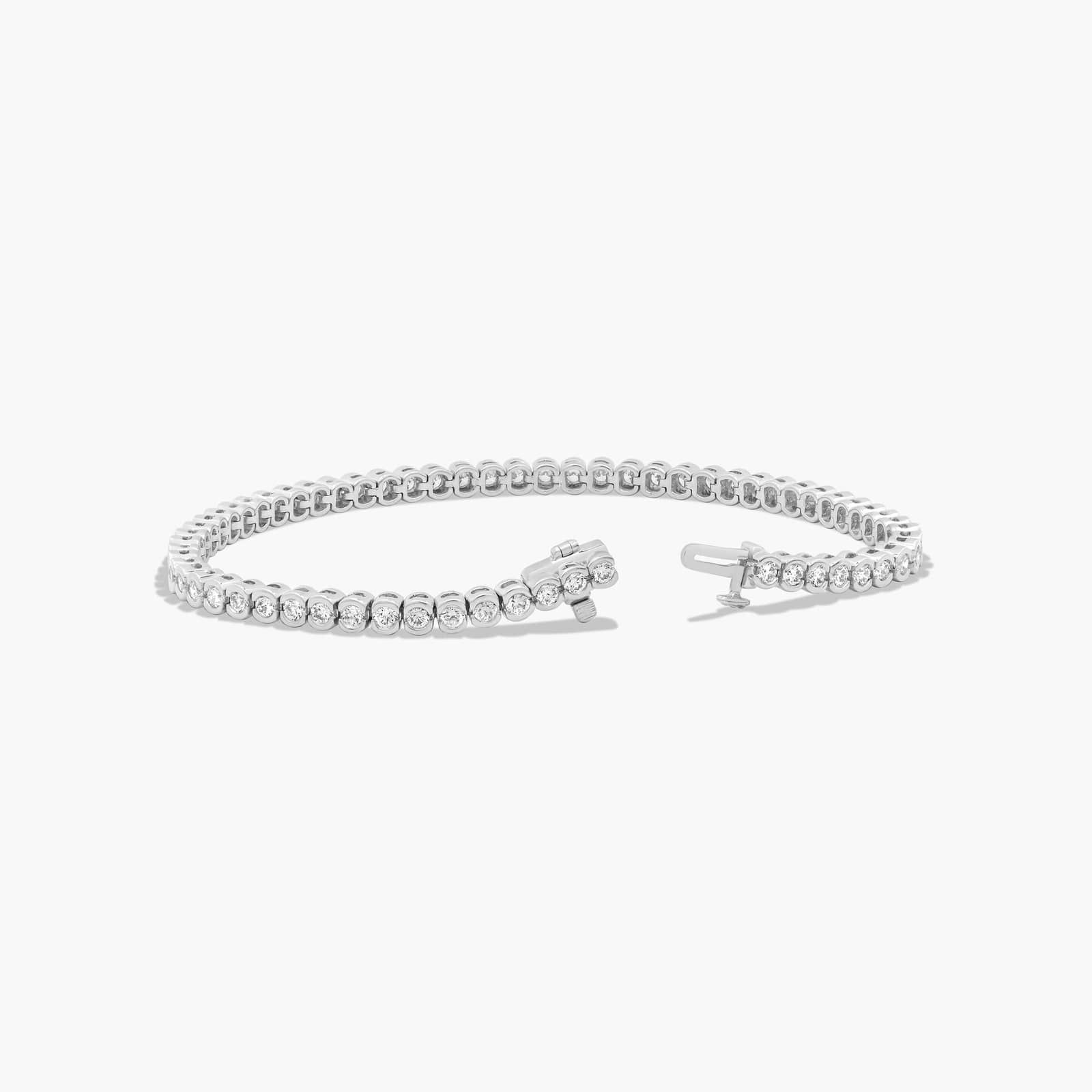 Bezel Tennis Bracelet With 3 CTW Lab-Grown Diamonds In 14K White Gold