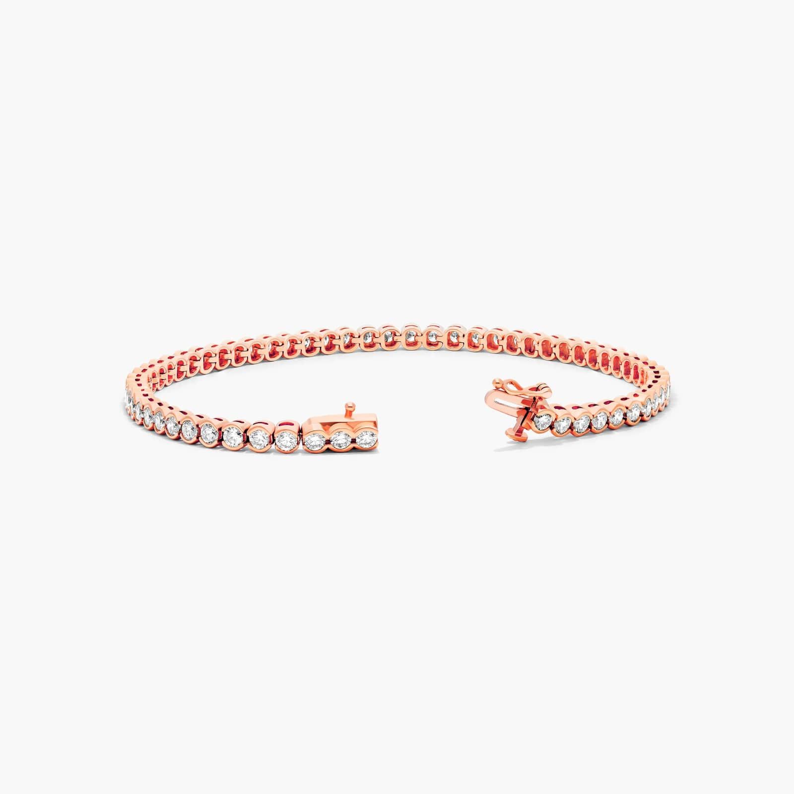 Bezel Tennis Bracelet With 4 CTW Diamonds In 14K Rose Gold