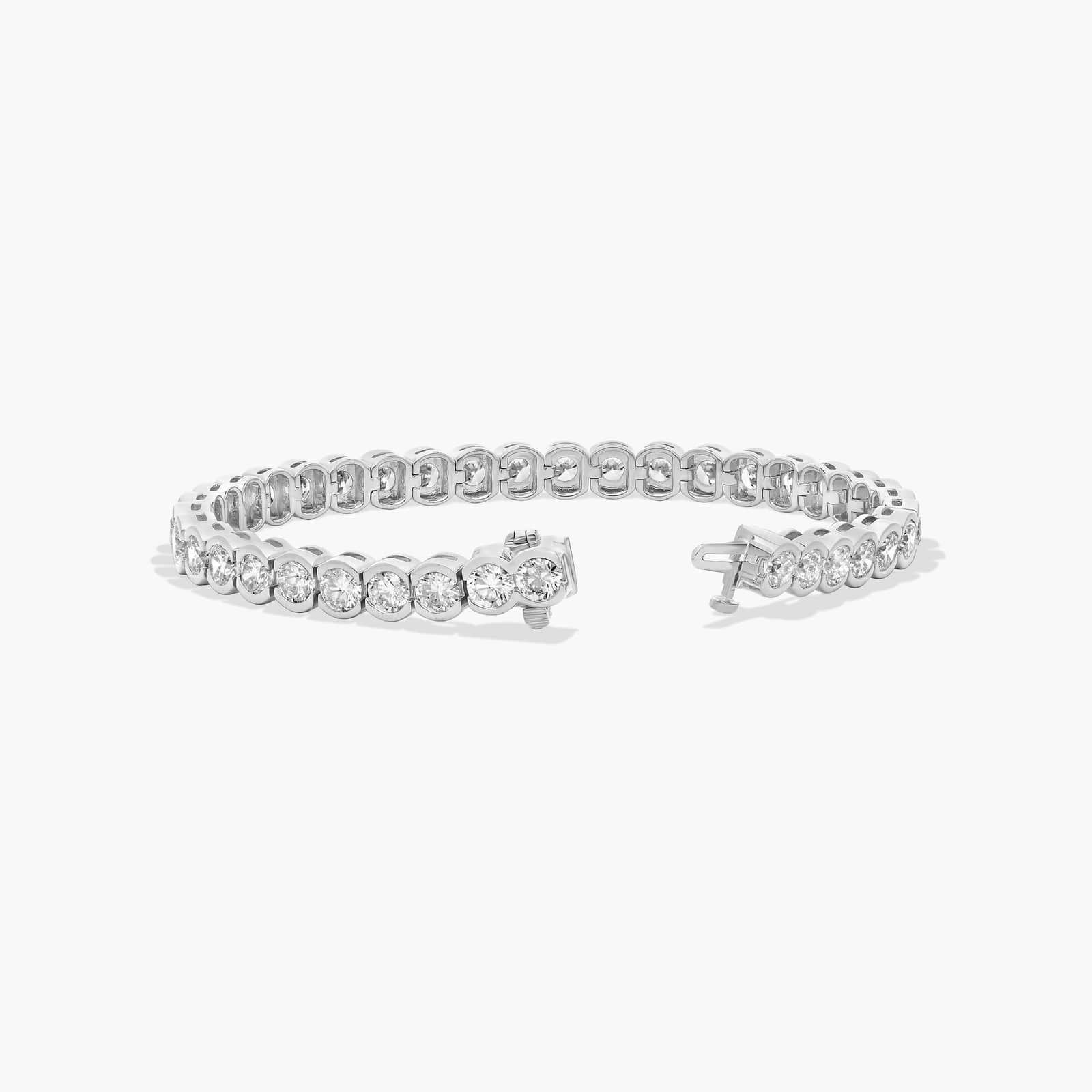 Bezel Tennis Bracelet With 12 CTW Lab-Grown Diamonds In 14K White Gold (7")