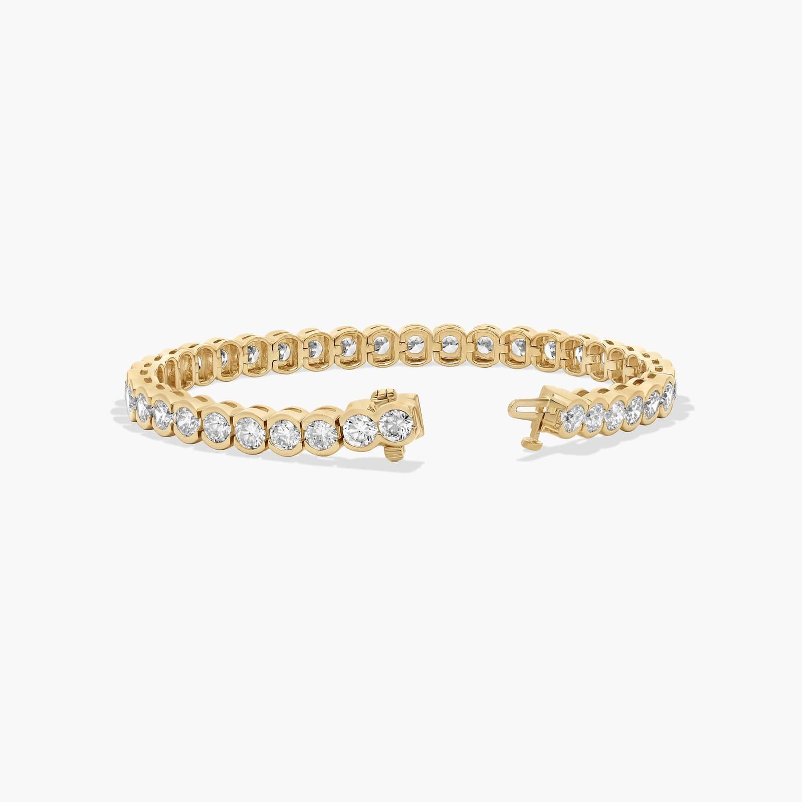 Bezel Tennis Bracelet With 12 CTW Lab-Grown Diamonds In 14K Yellow Gold (7")