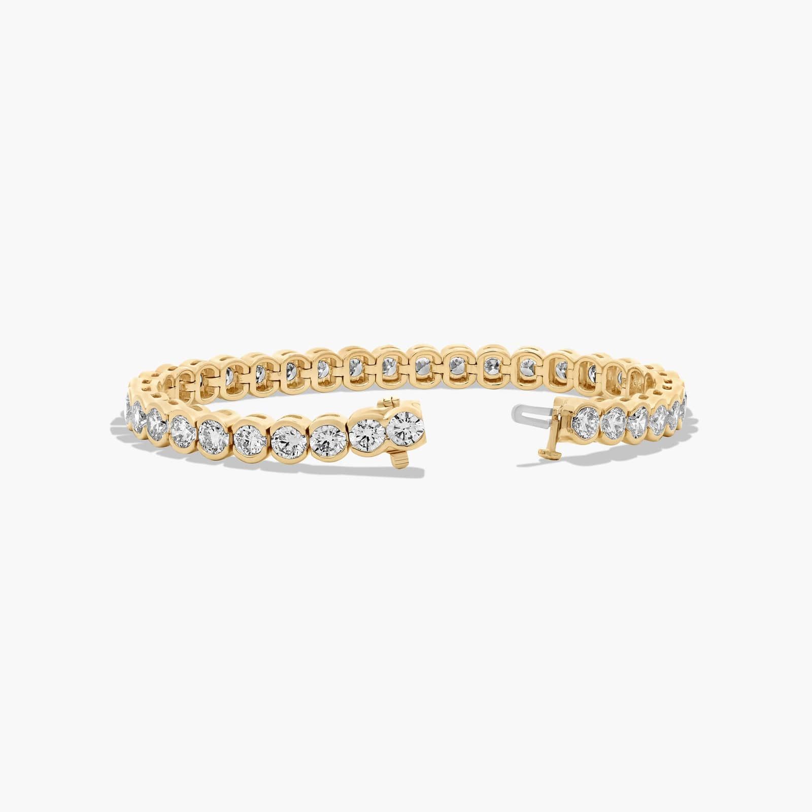 Bezel Tennis Bracelet With 15 CTW Lab-Grown Diamonds In 14K Yellow Gold (7")