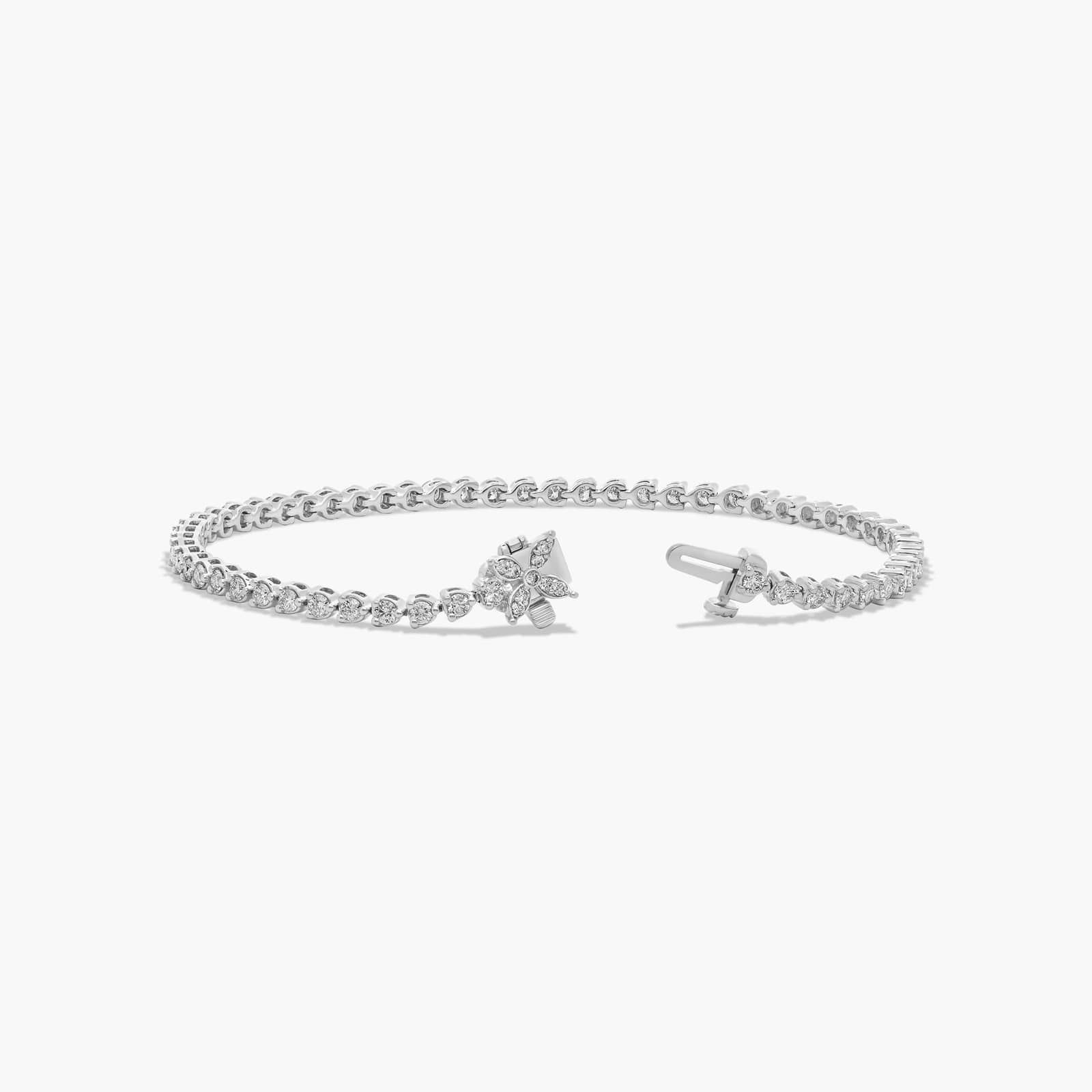 Flower Clasp Tennis Bracelet With 2 CTW Diamonds In Platinum