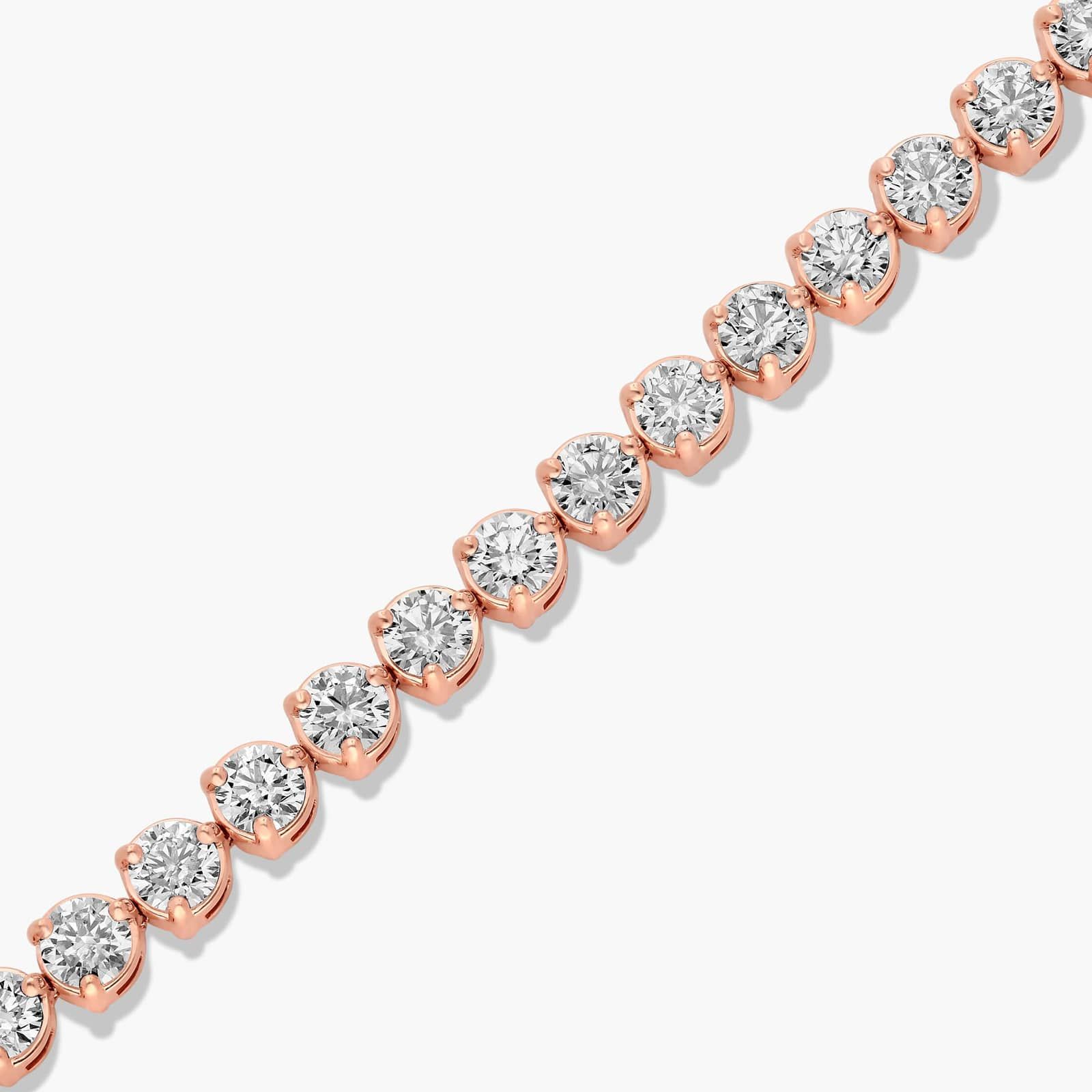 Flower Clasp Tennis Bracelet With 10 CTW Diamonds In 14K Rose Gold