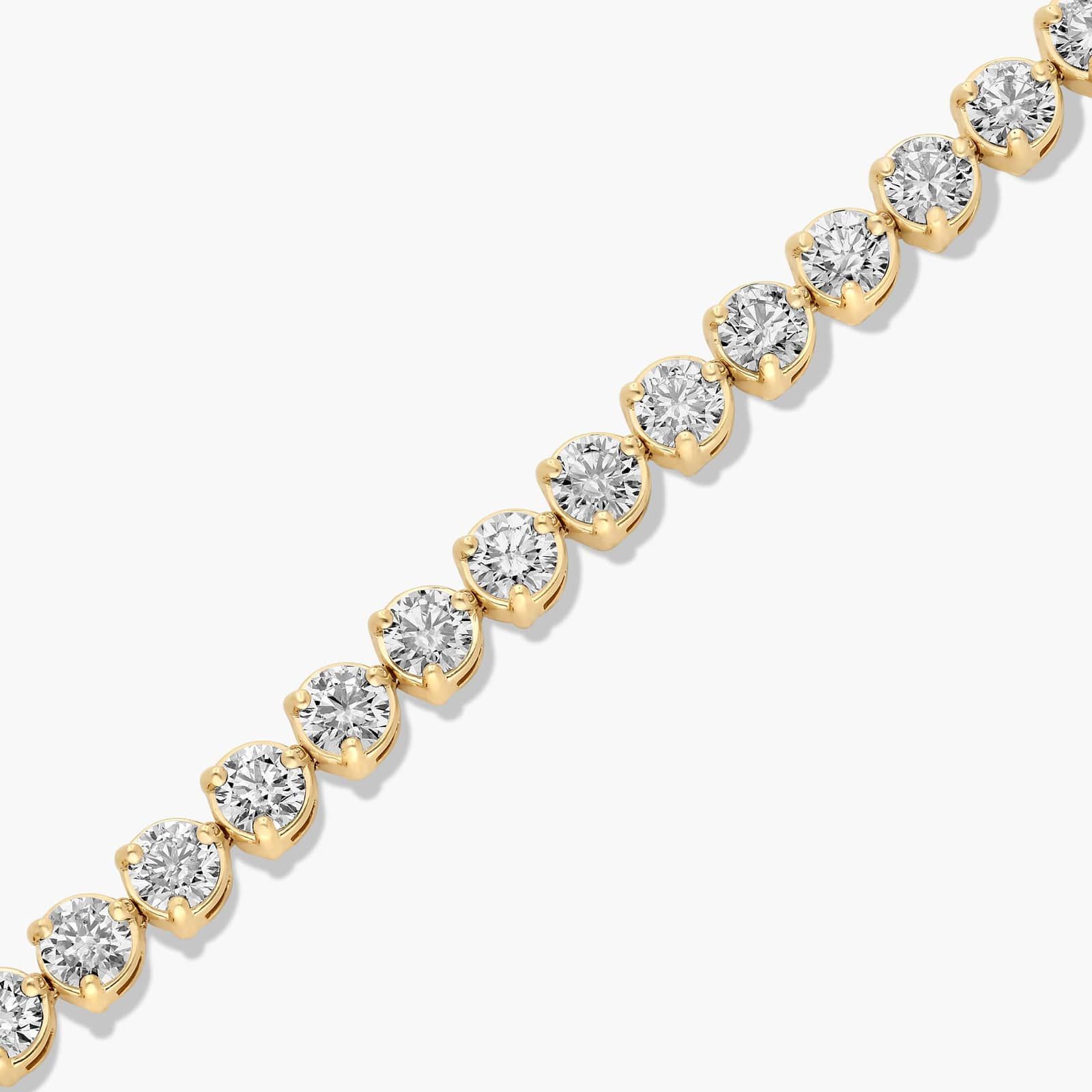 Flower Clasp Tennis Bracelet With 10 CTW Lab-Grown Diamonds In 14K Yellow Gold