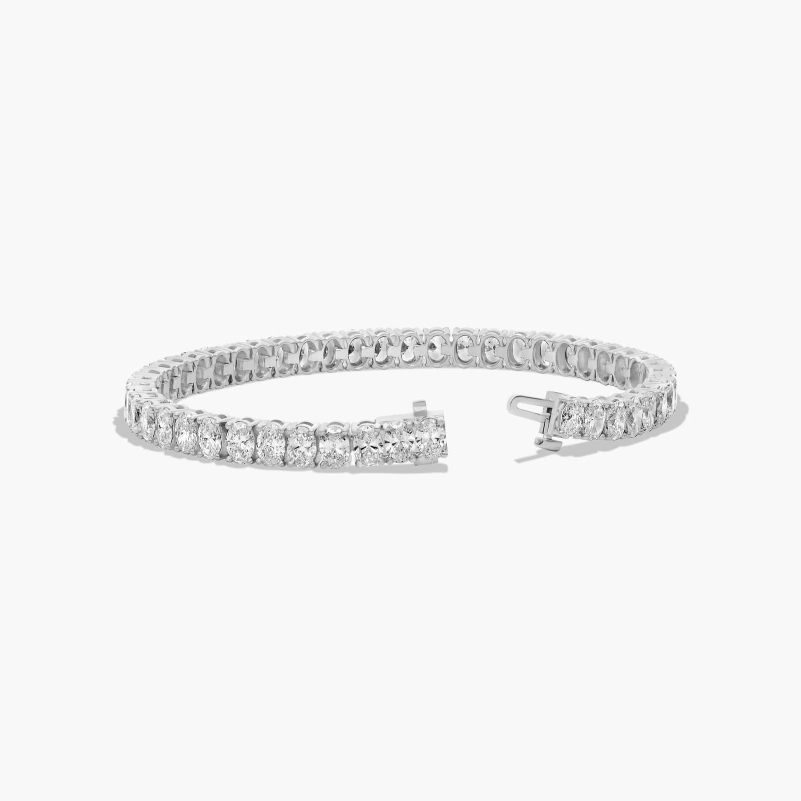 Tennis Bracelet With 12 CTW Oval Cut Lab-Grown Diamonds In 14K White Gold