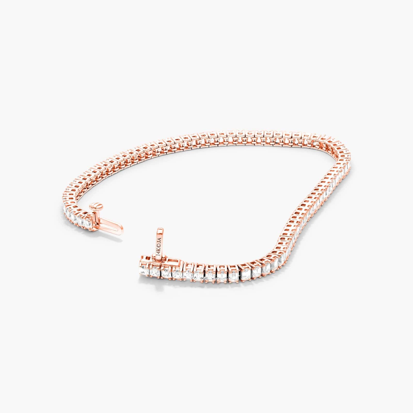 Tennis Bracelet With 5 CTW Emerald Cut Diamonds In 14K Rose Gold (7")