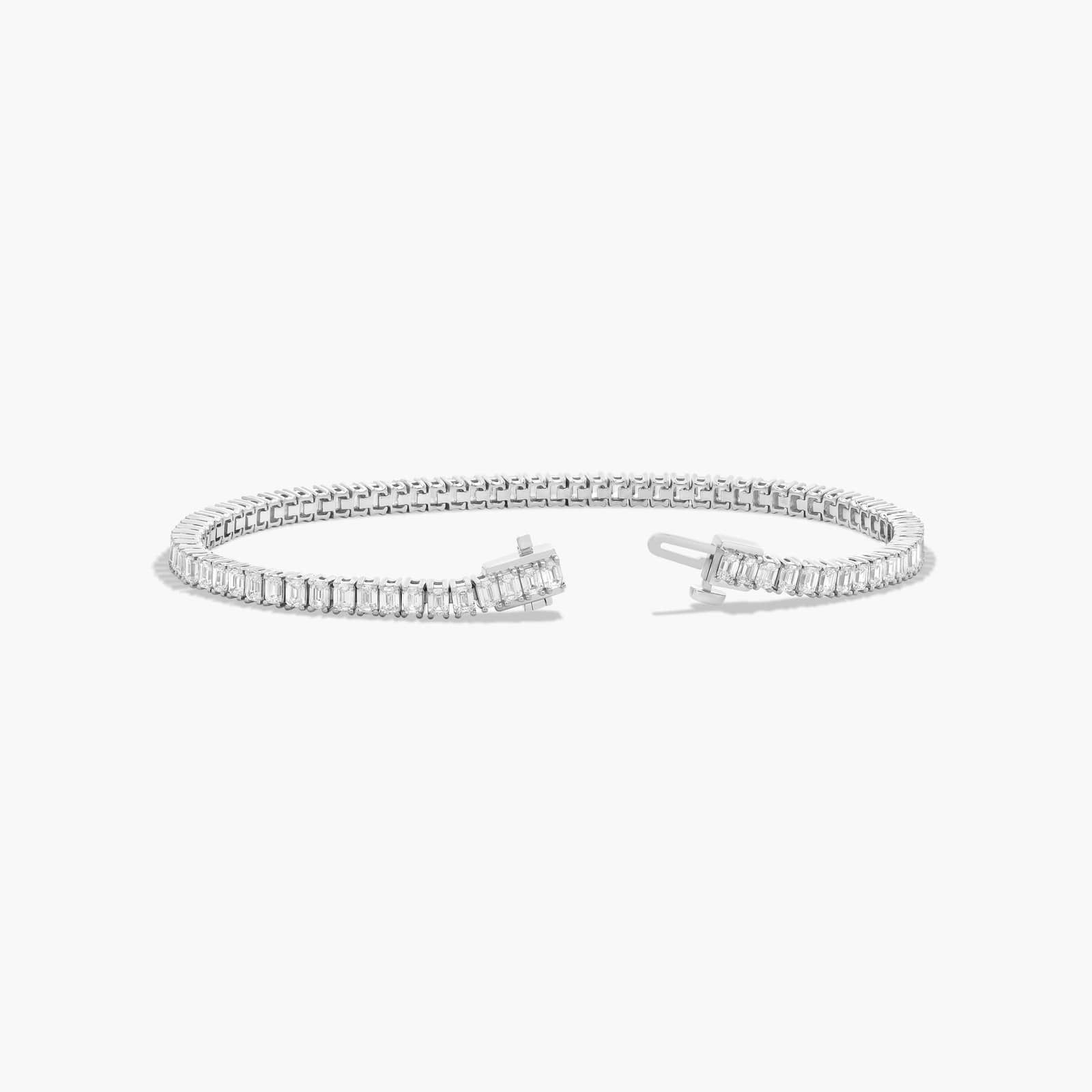 Tennis Bracelet With 5 CTW Emerald Cut Diamonds In 14K White Gold (7")