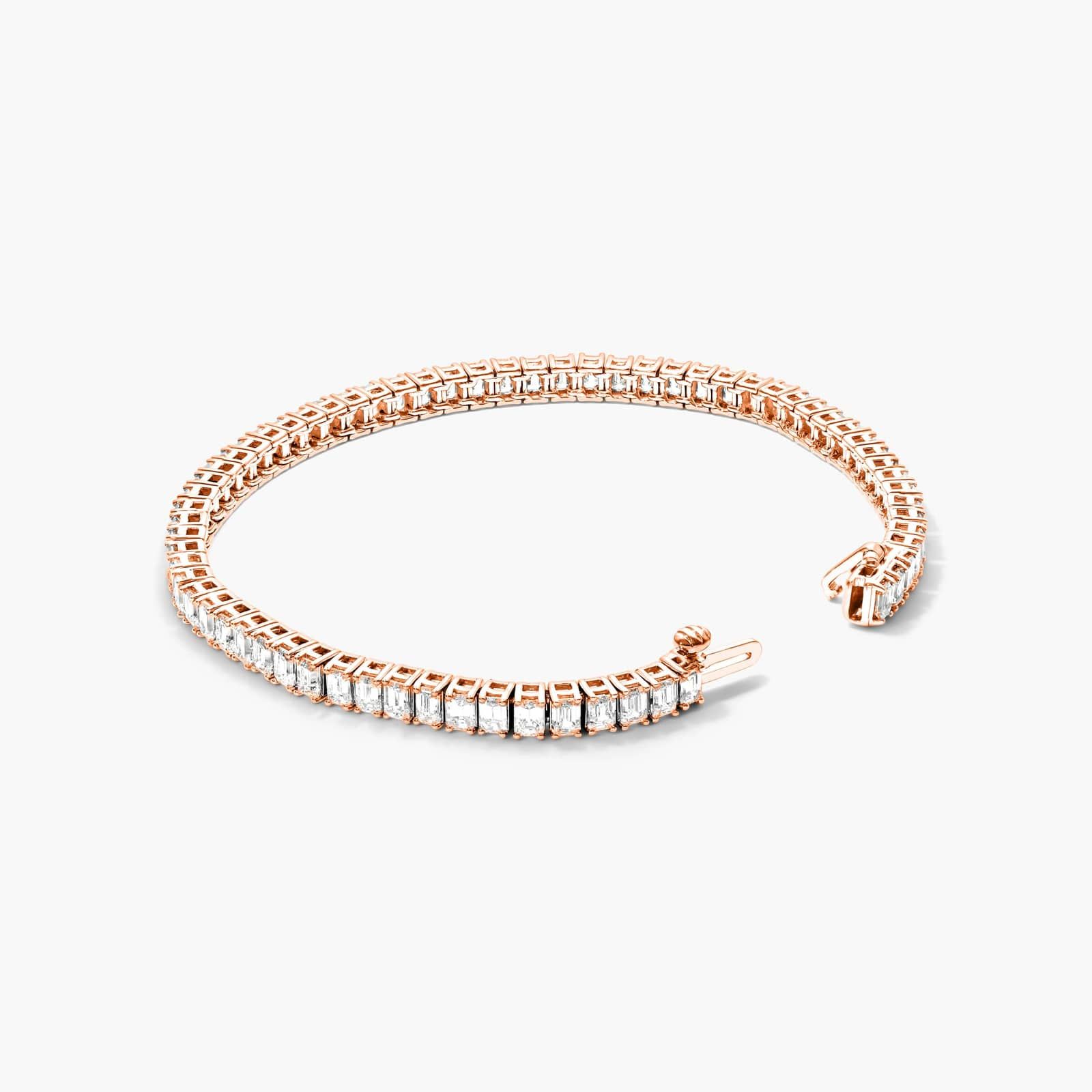 Tennis Bracelet With 8 CTW Emerald Cut Diamonds In 14K Rose Gold (7")